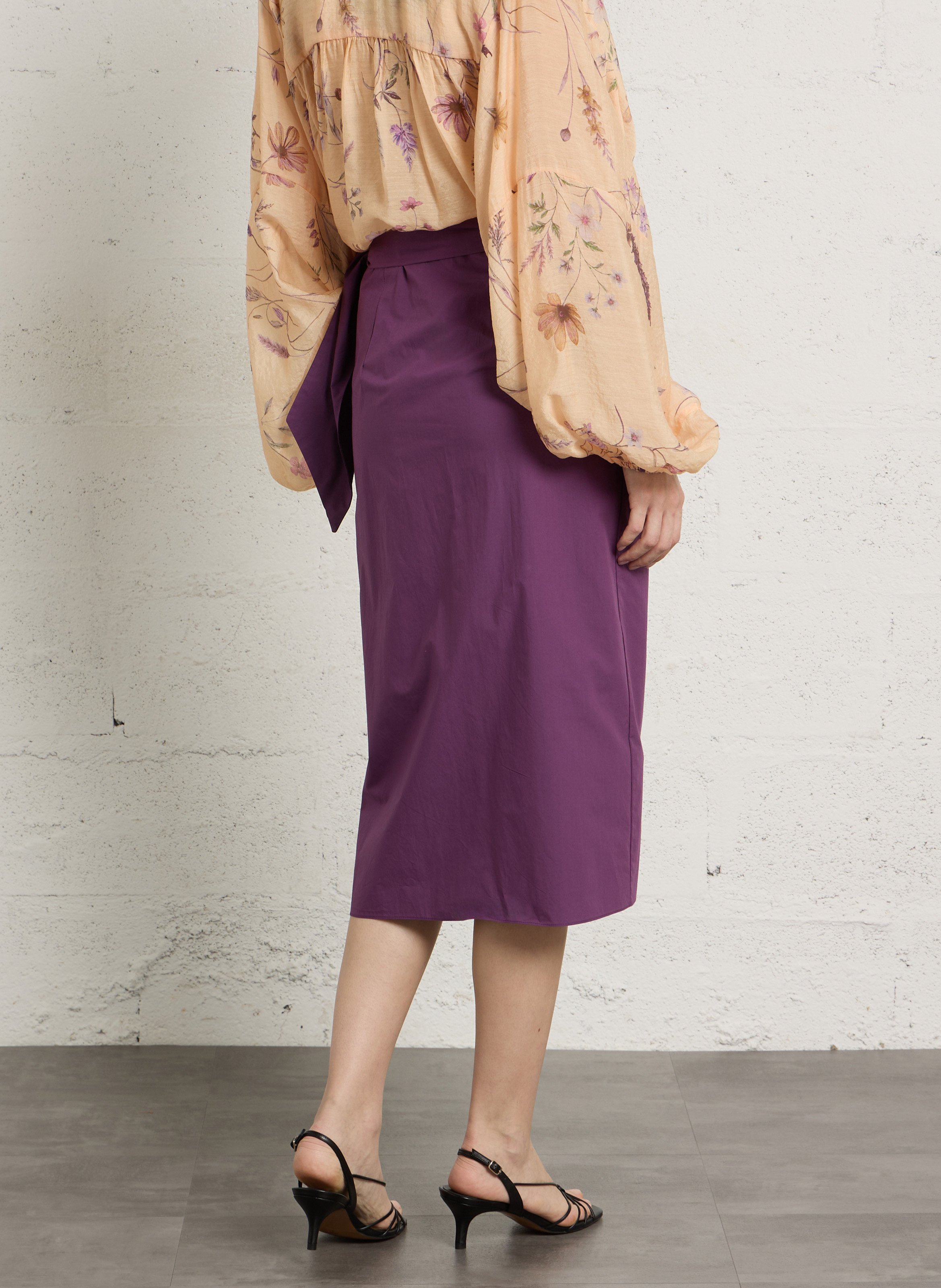Solid straight wrap skirt BELLEPIECE Purple