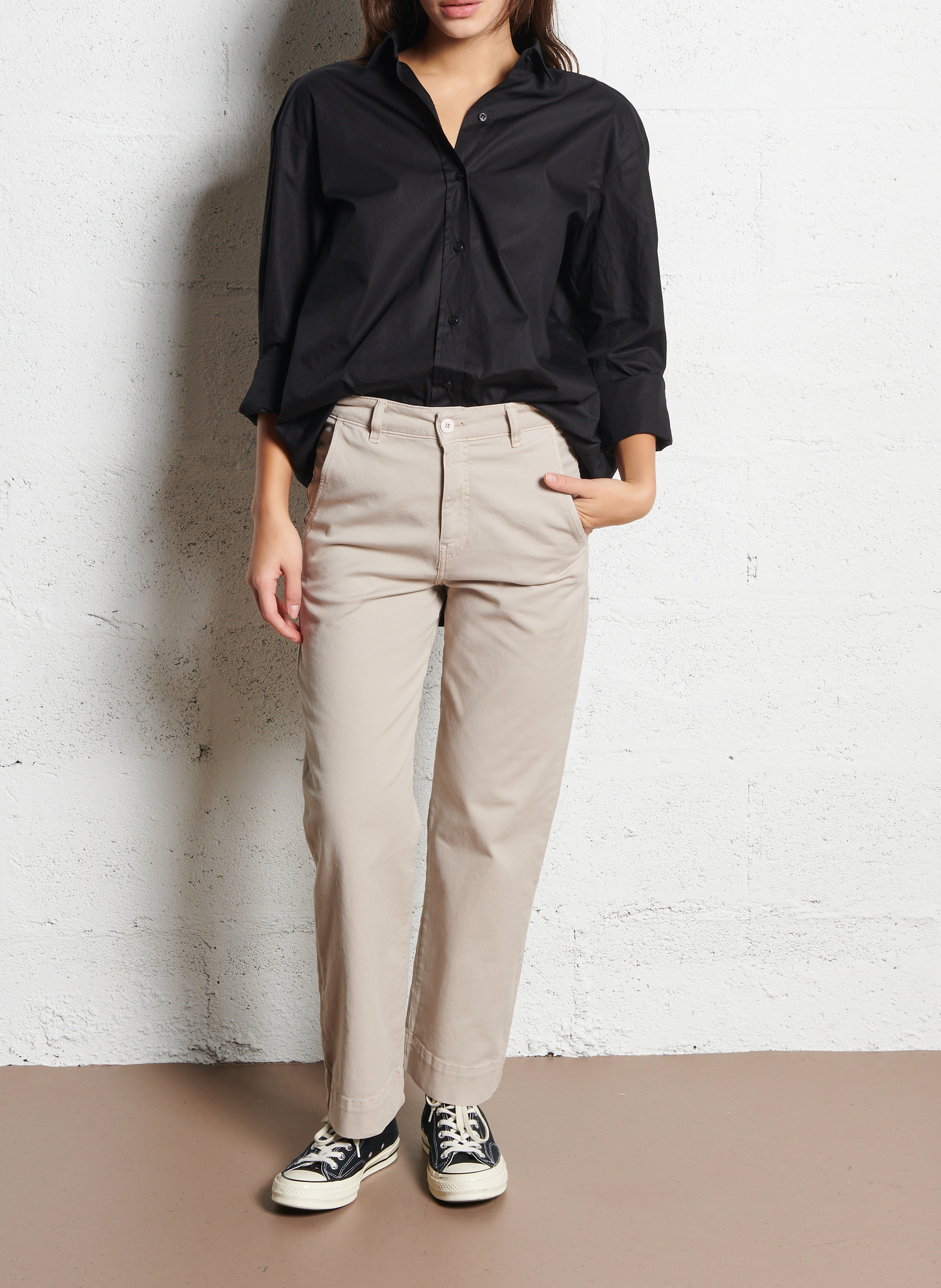Gerade geschnittene Hose aus Baumwollstretch ACQUAVERDE Beige