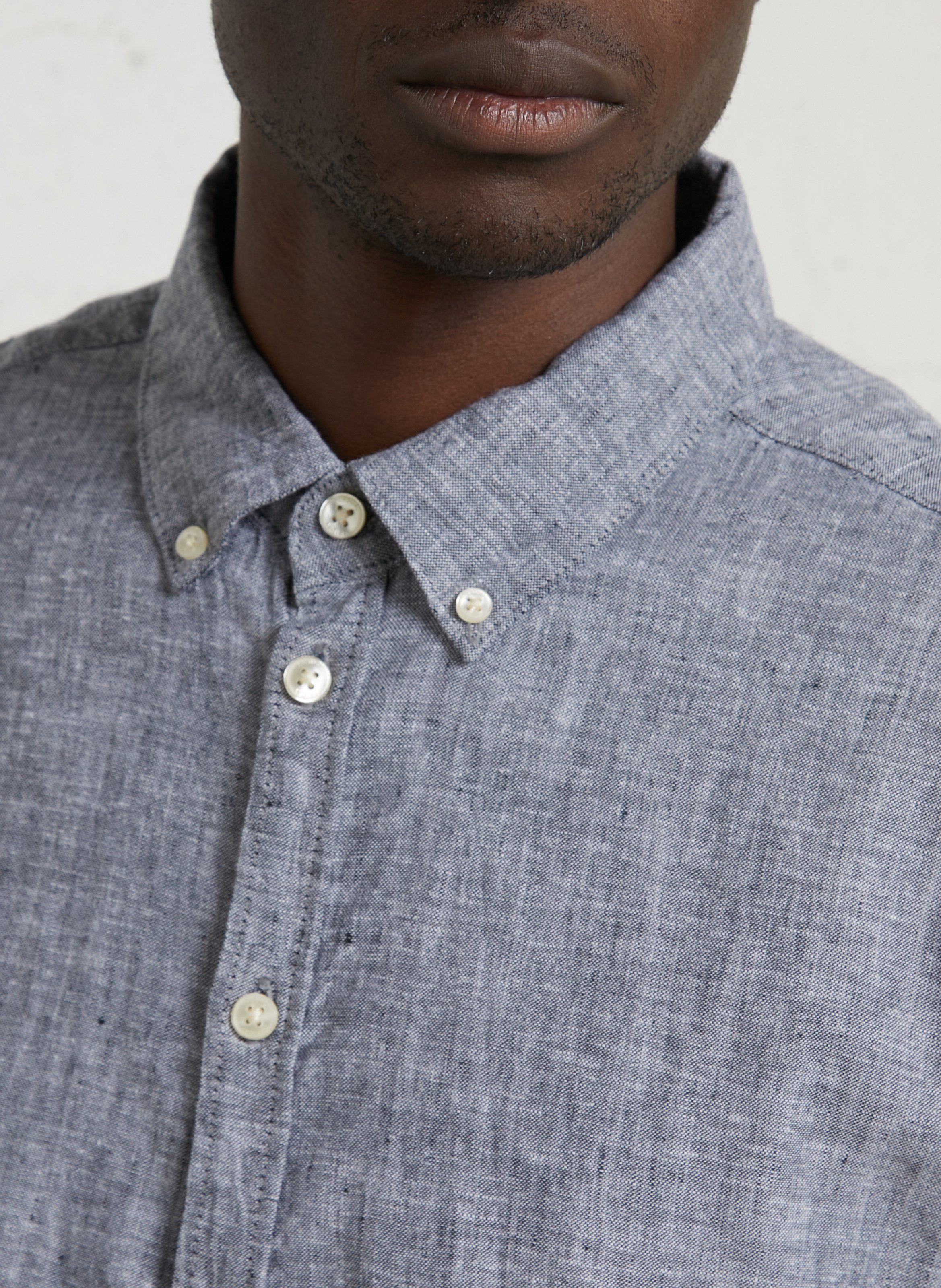Chemise col classique en lin mélangé CASUAL FRIDAY Bleu