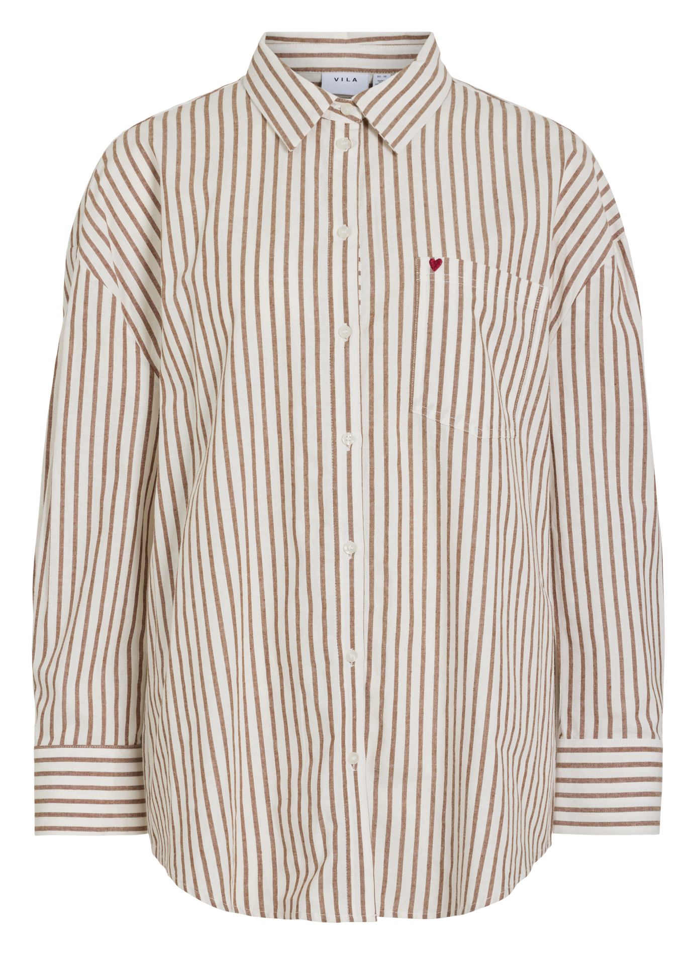 Oversized organic cotton shirt with classic collar VILA White