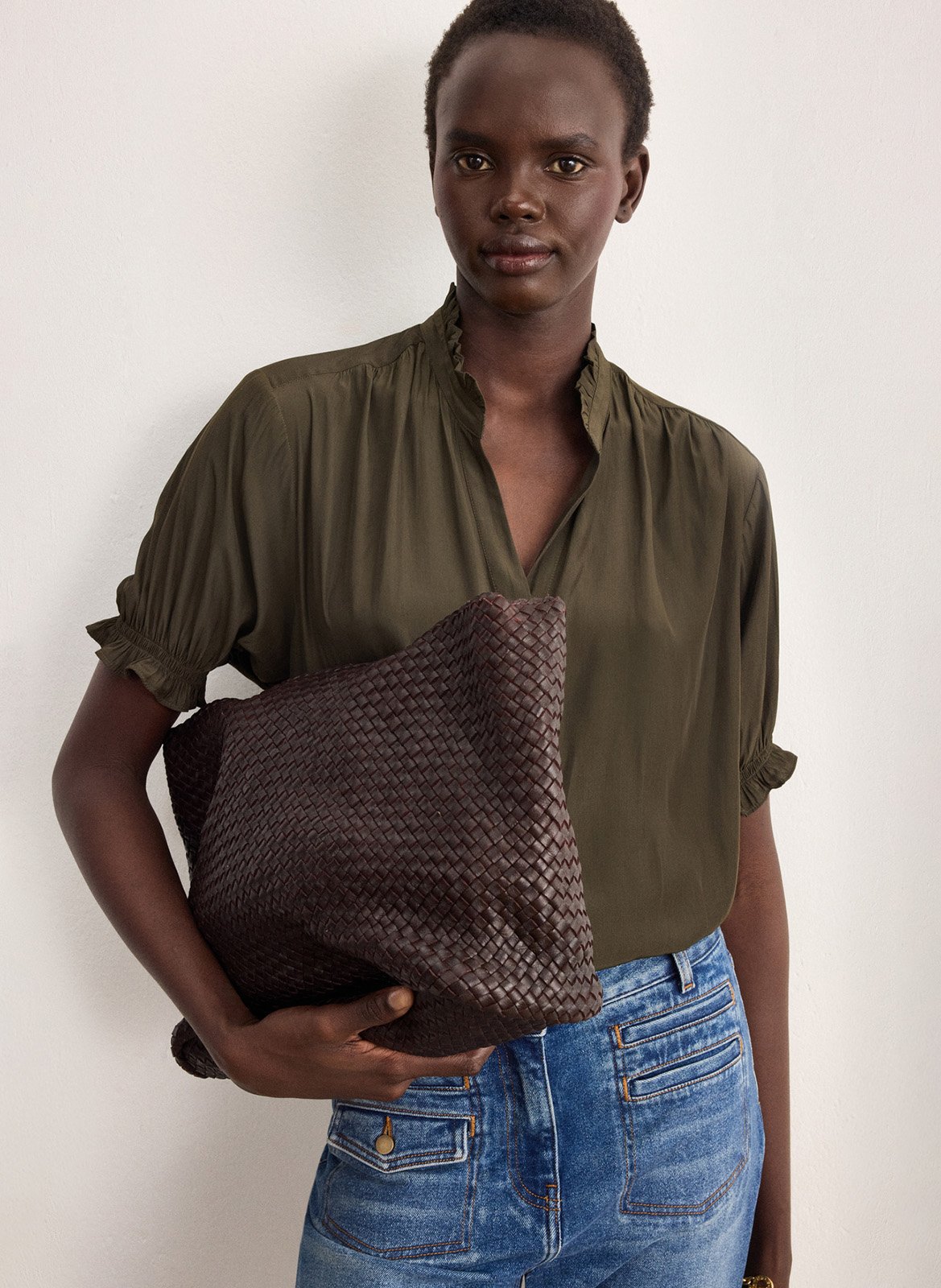 Shopper aus geflochtenem Leder PABLO Braun