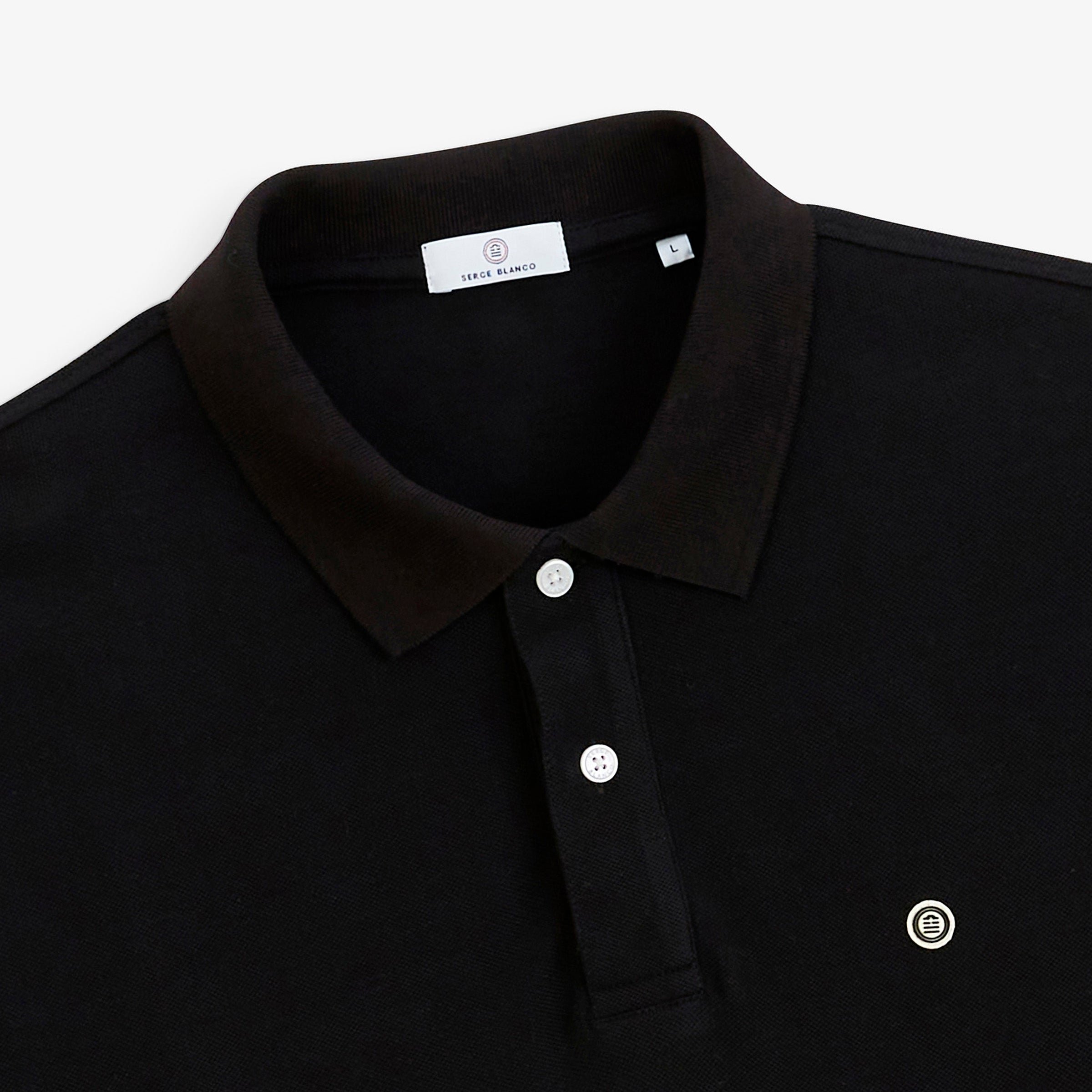 Short-sleeved cotton piqué polo SERGE BLANCO Black