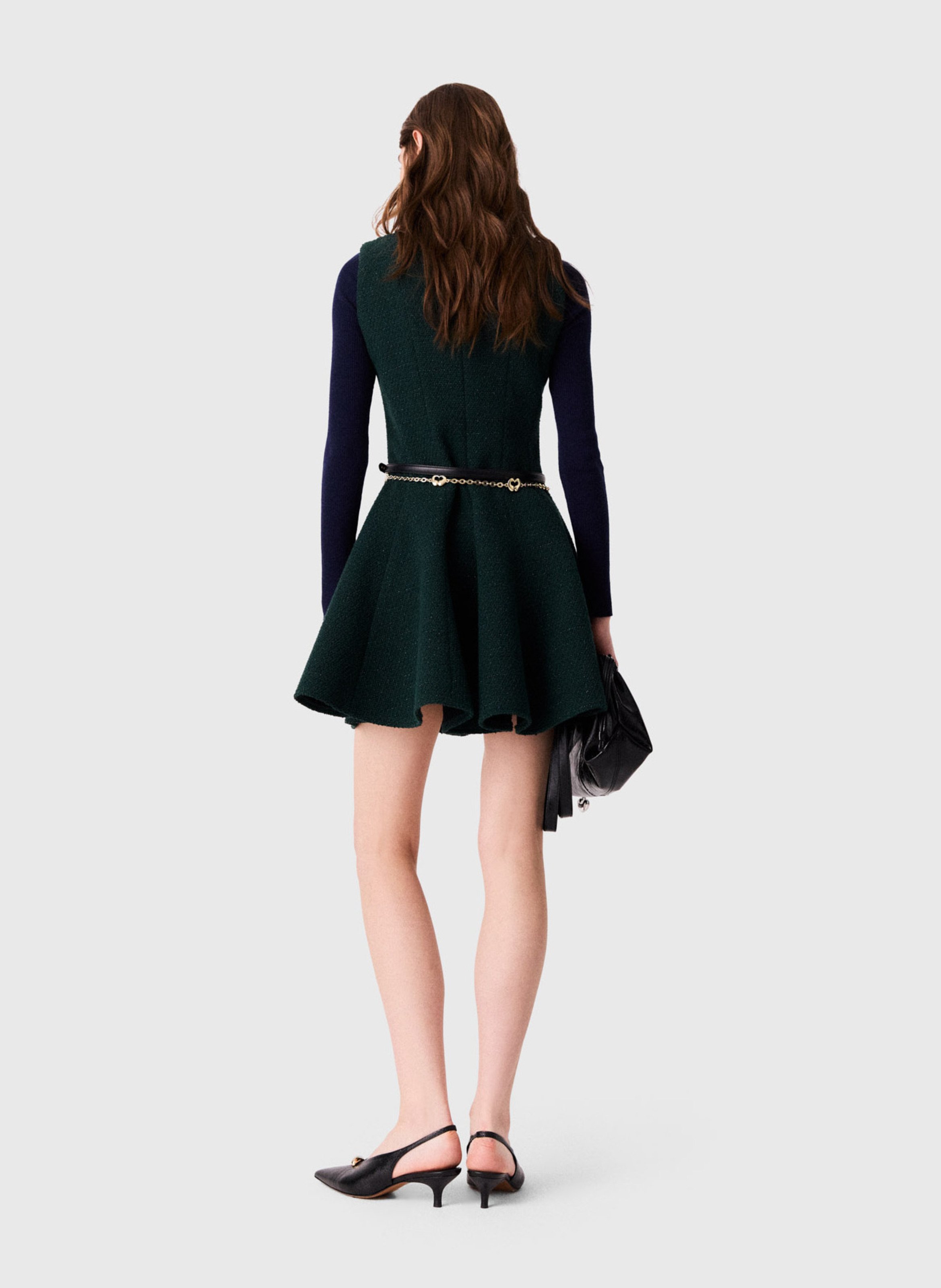 Robe courte sans manches en tweed de coton mélangé MAJE Vert