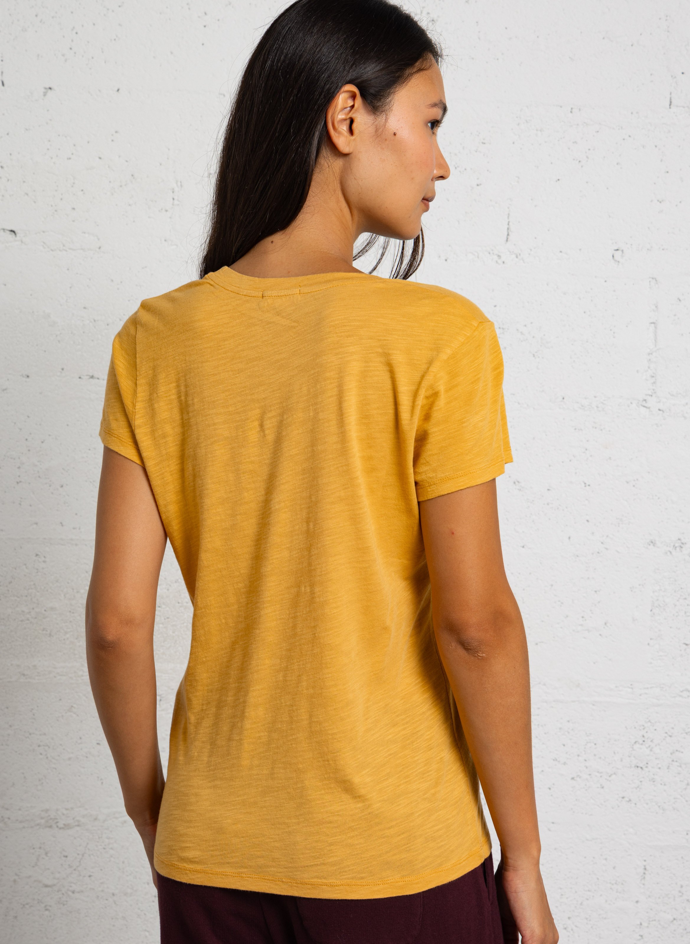 T-shirt van katoenmix met ronde hals AMERICAN VINTAGE Oranje