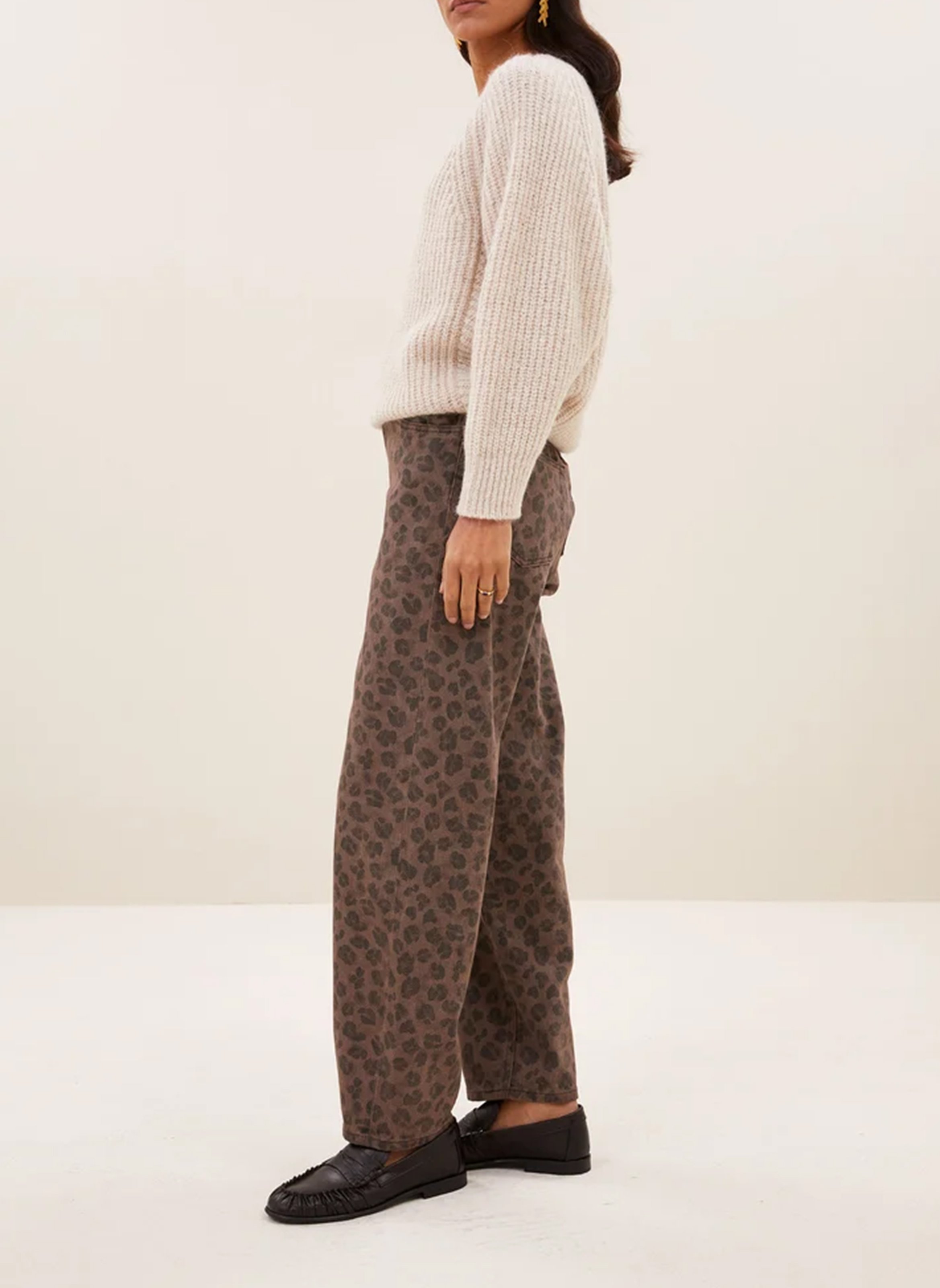Straight-leg animal print organic cotton trousers BY BAR Brown