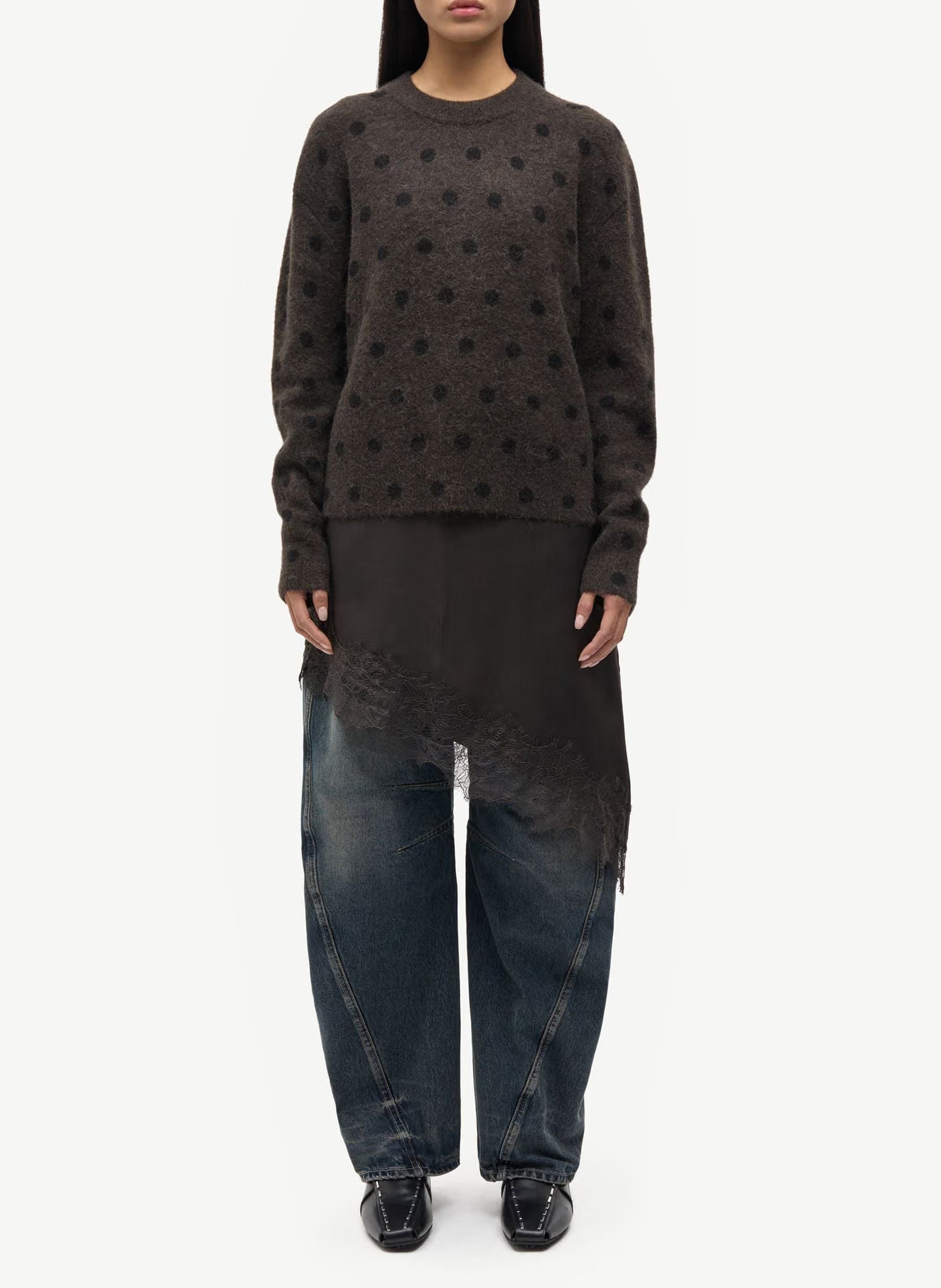Round-neck wool-blend sweater | Grey SAMSOE SAMSOE Women