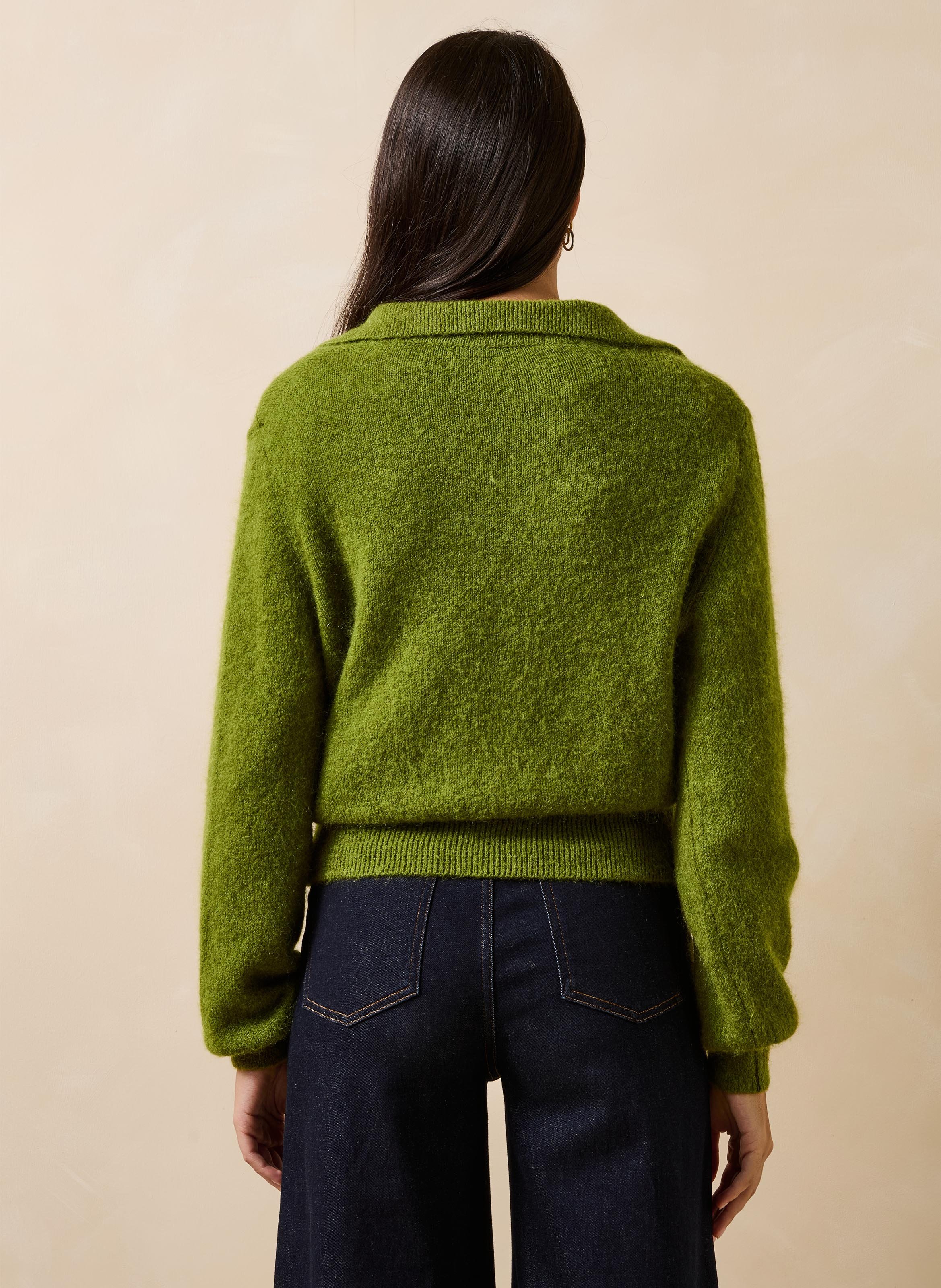  Pull en maille col polo LA FEE MARABOUTEE Vert