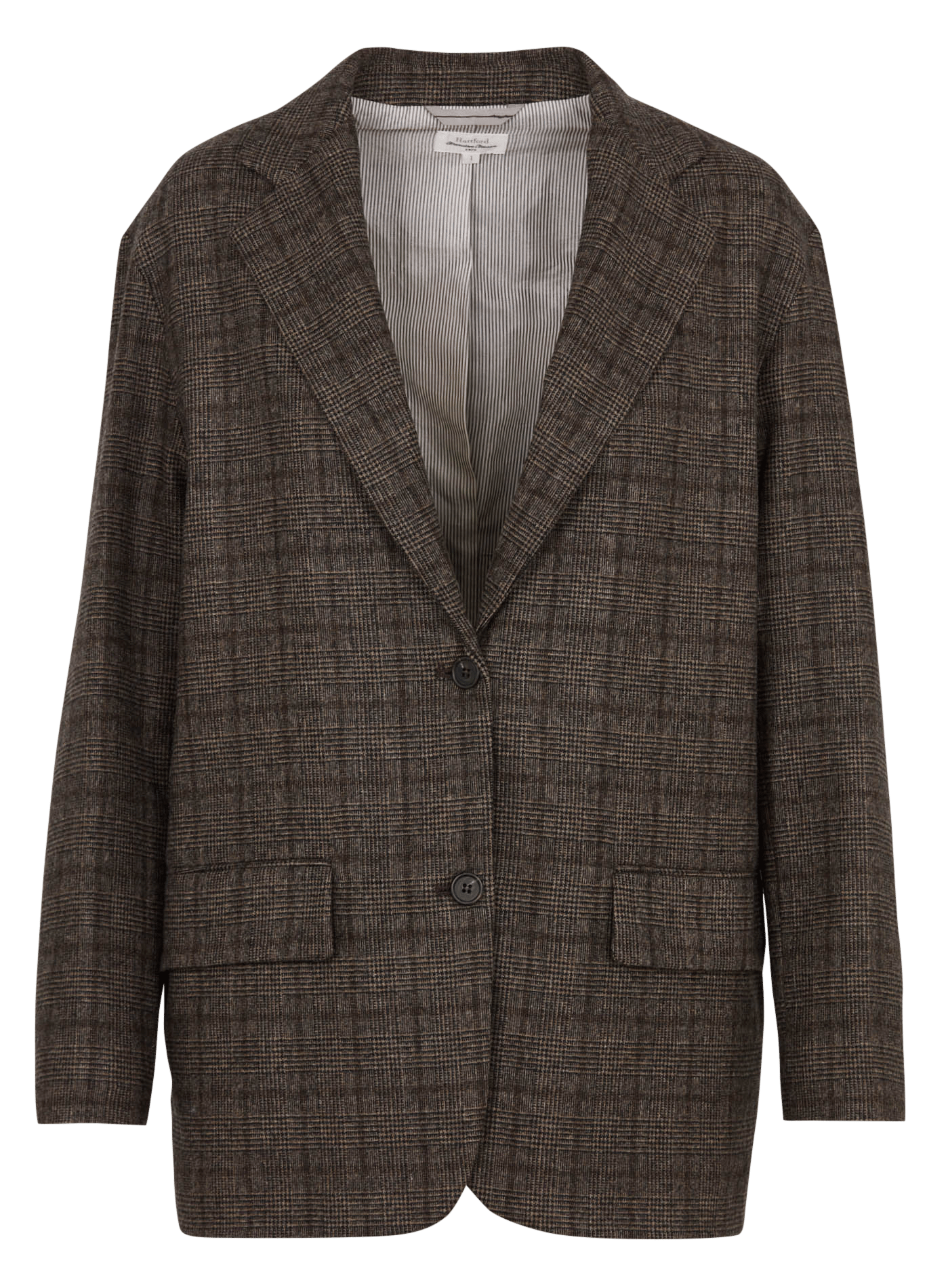 Veste droite imprimée en laine mélangée HARTFORD Marron