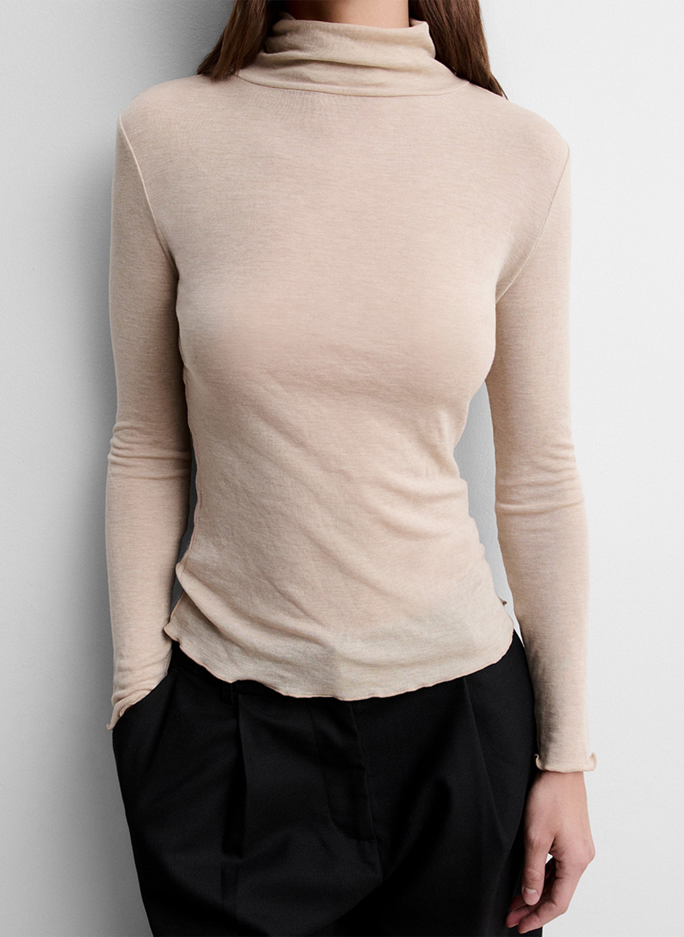 Plain high-neck top SIMORRA Beige