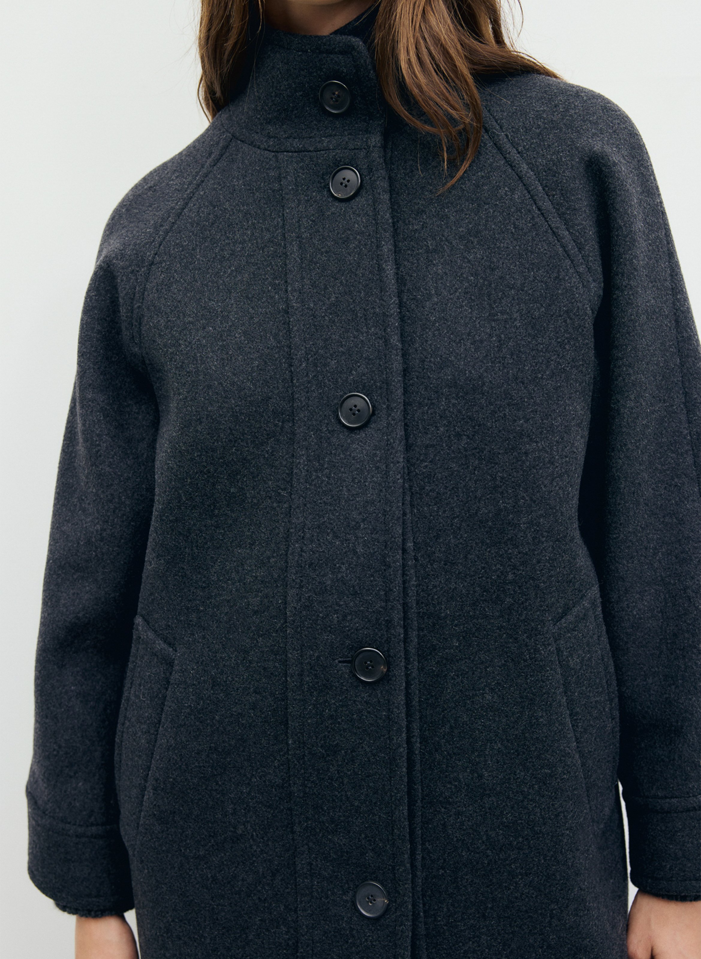 Straight wool-blend coat with high collar GERARD DAREL Grey