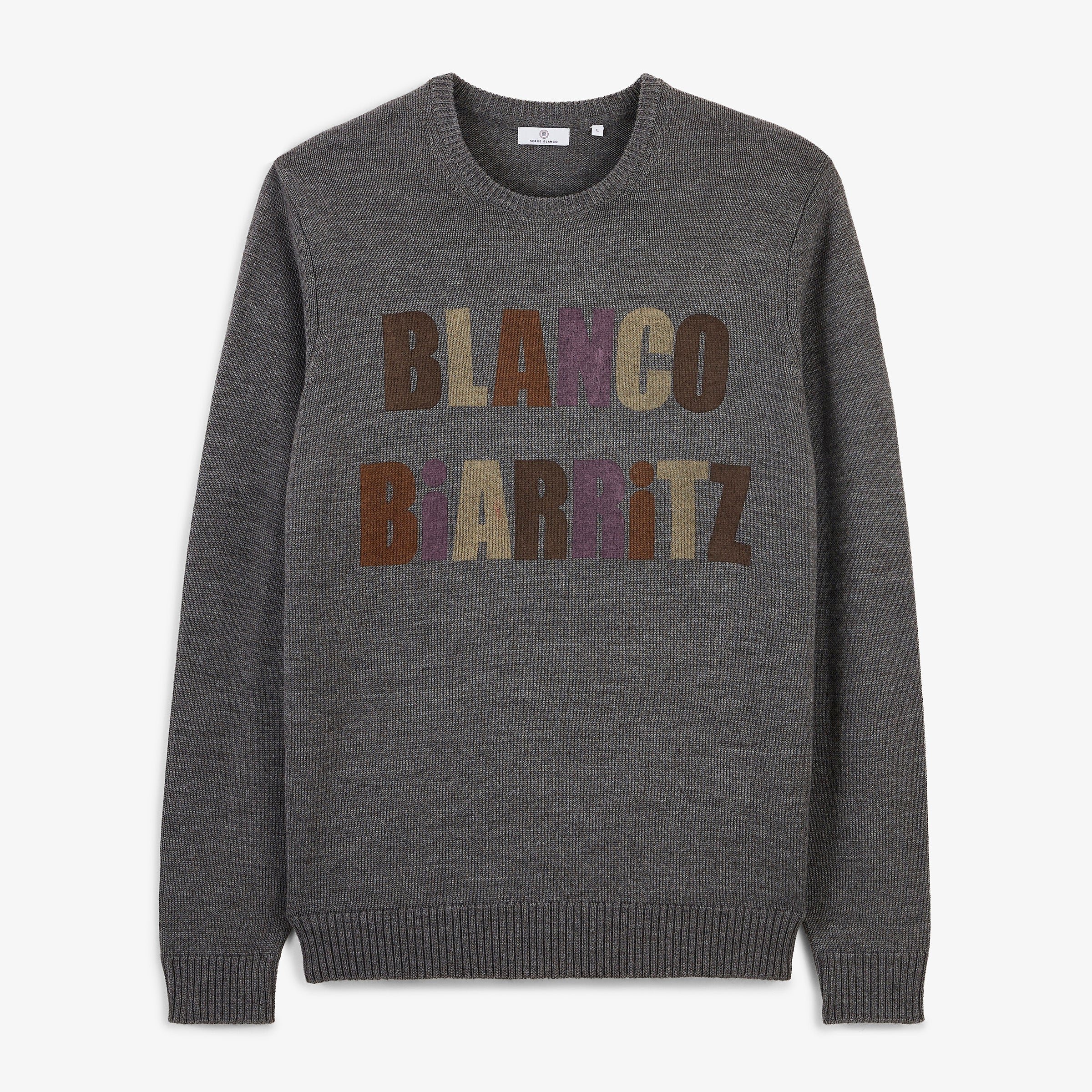 Blanco Biarritz Mohan jacquard crew-neck sweater SERGE BLANCO Grey