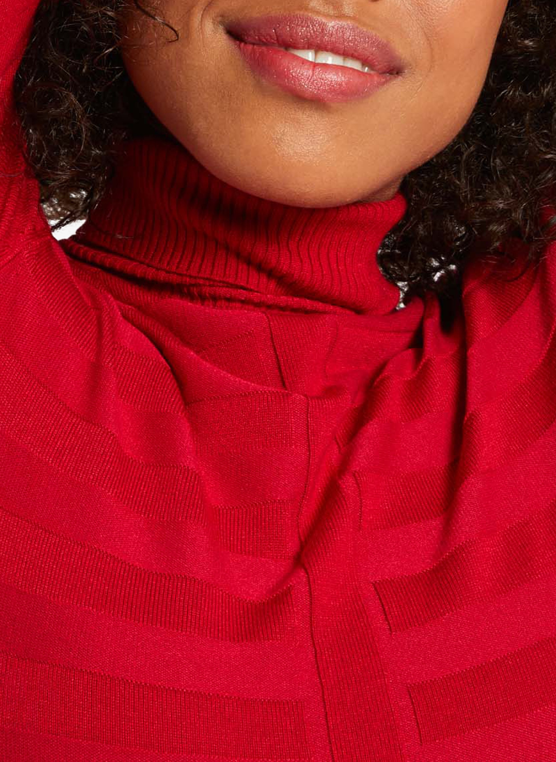 Robe courte col montant en maille MORGAN Rouge