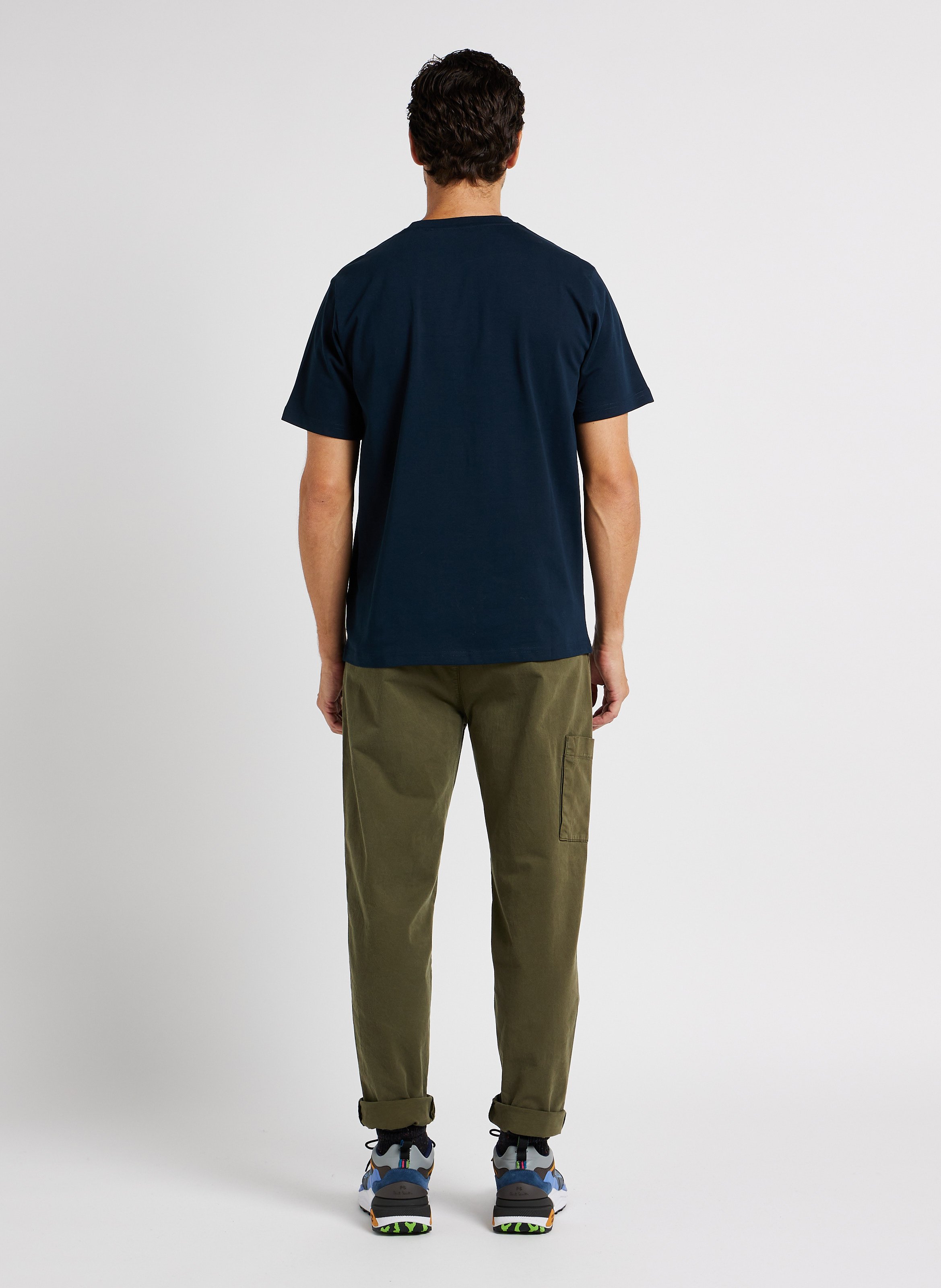 Recht T-shirt van biokatoen met ronde hals KNOWLEDGE COTTON APPAREL Blauw