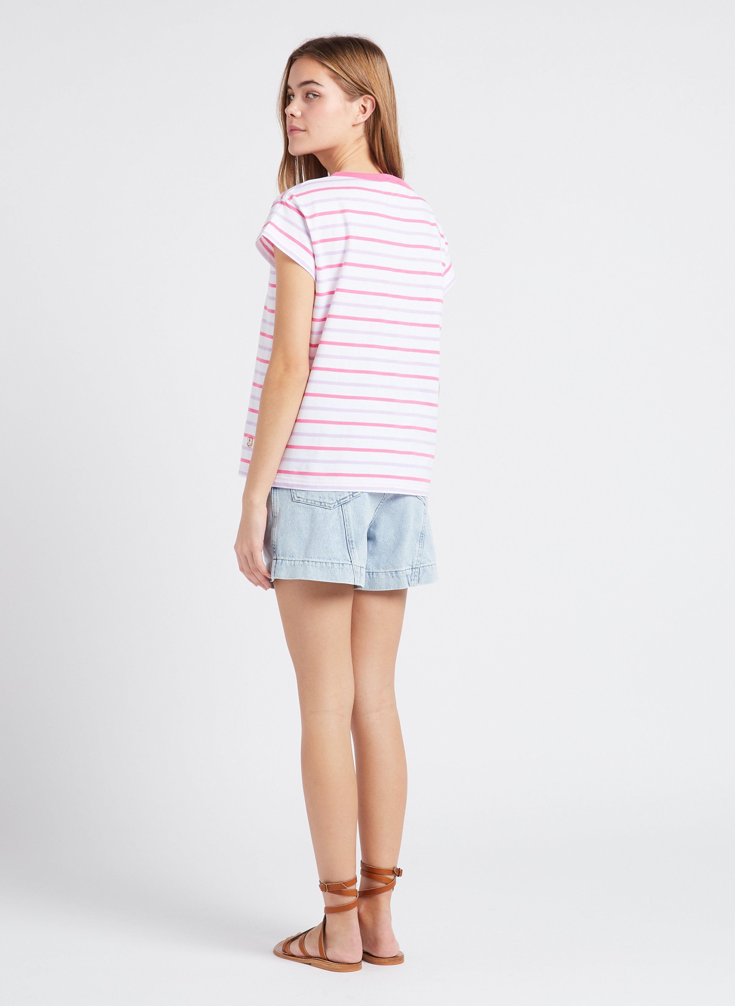 Short droit taille haute en coton INDEE Bleu