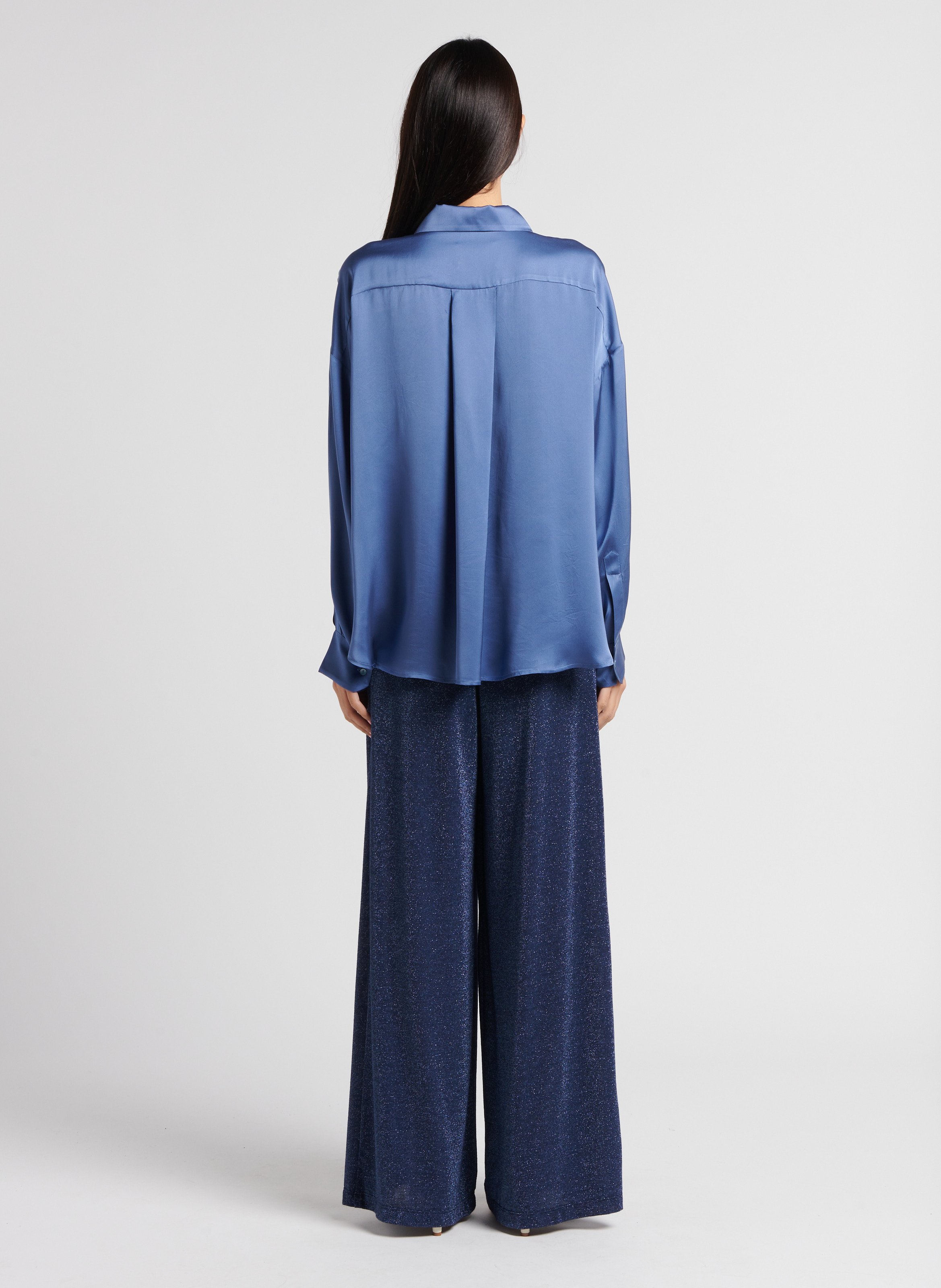 Chemise droite à volants en soie MOMONI Blanc