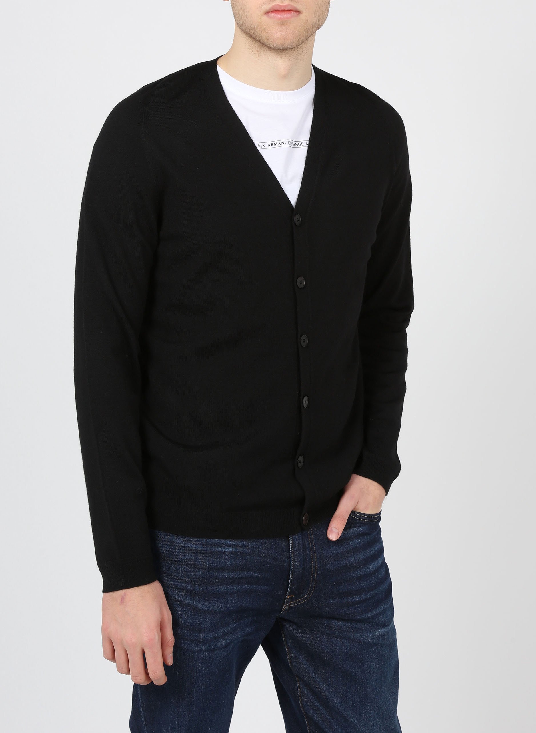 V-neck wool cardigan AU PRINTEMPS PARIS Black