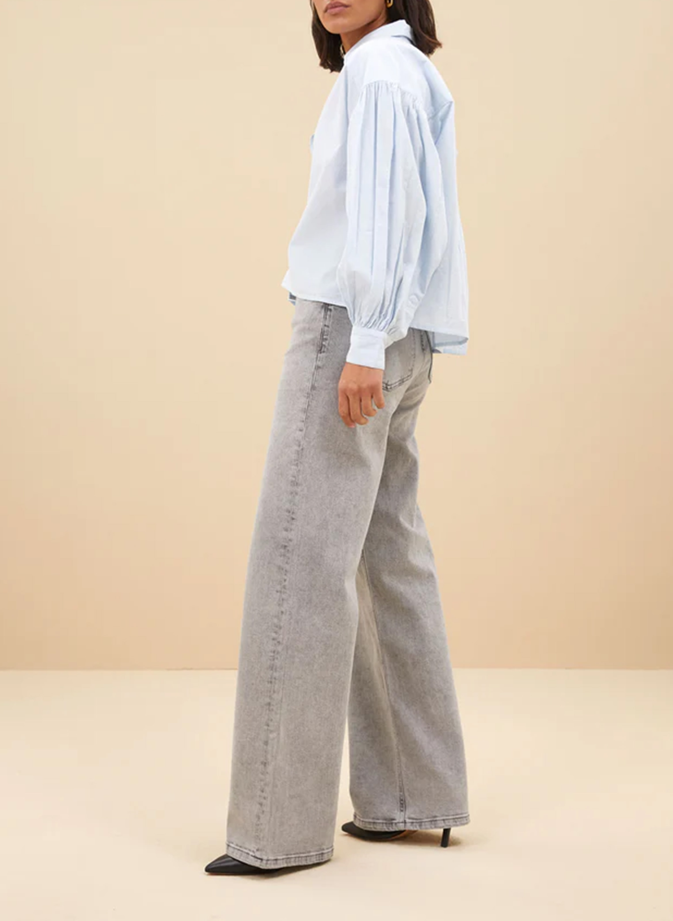 Oversized short cotton shirt Blue