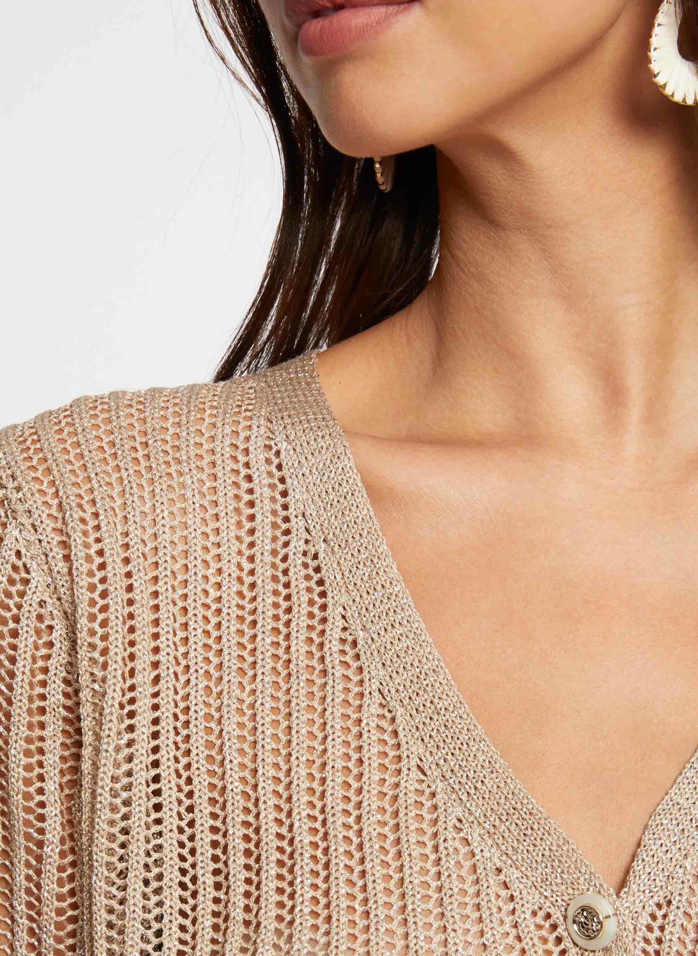 Long-sleeved openwork knit cardigan MORGAN Golden