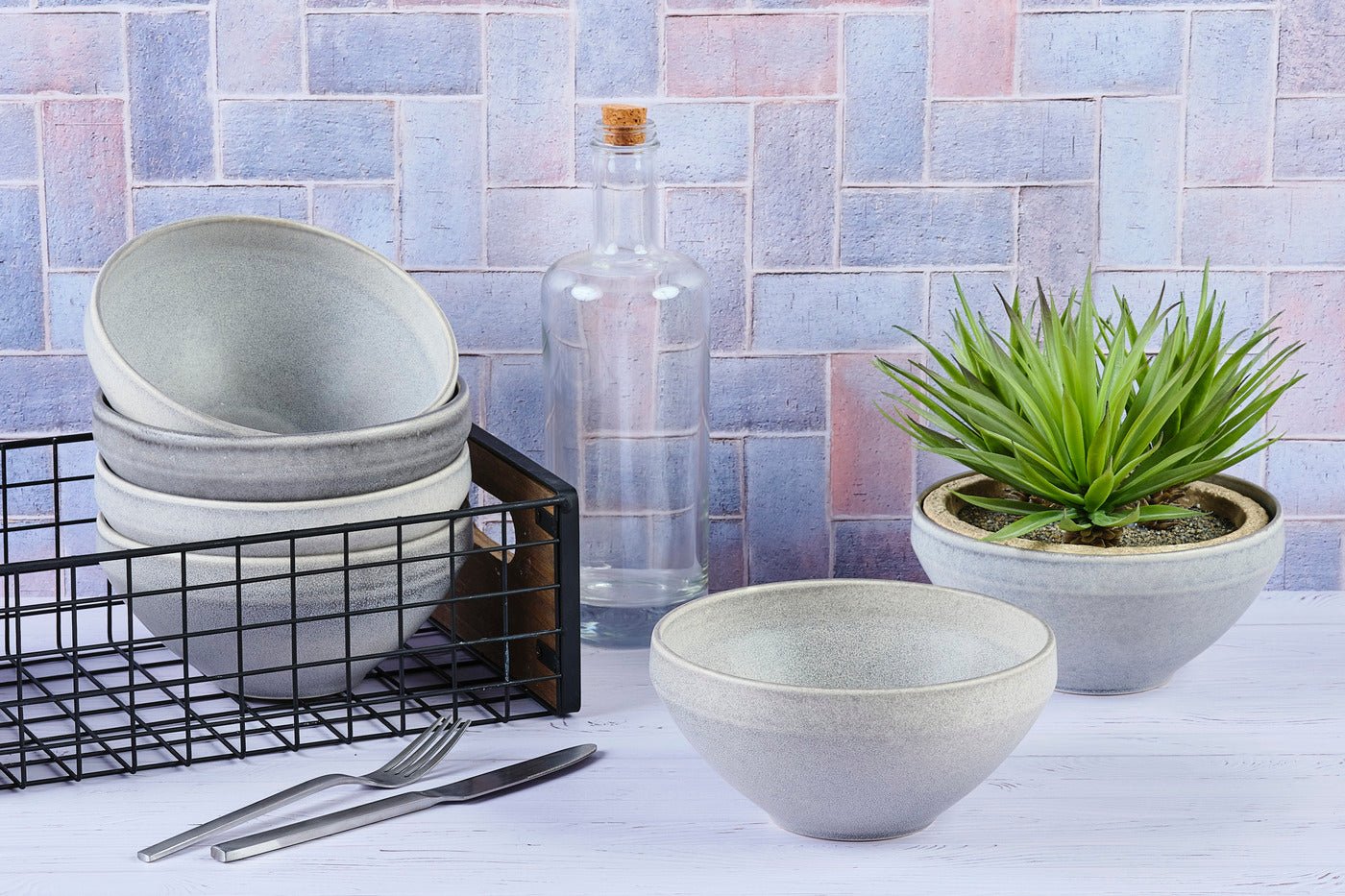 Stone bowl ø17.5cm - 6 pieces - moon gray BJORN Grey