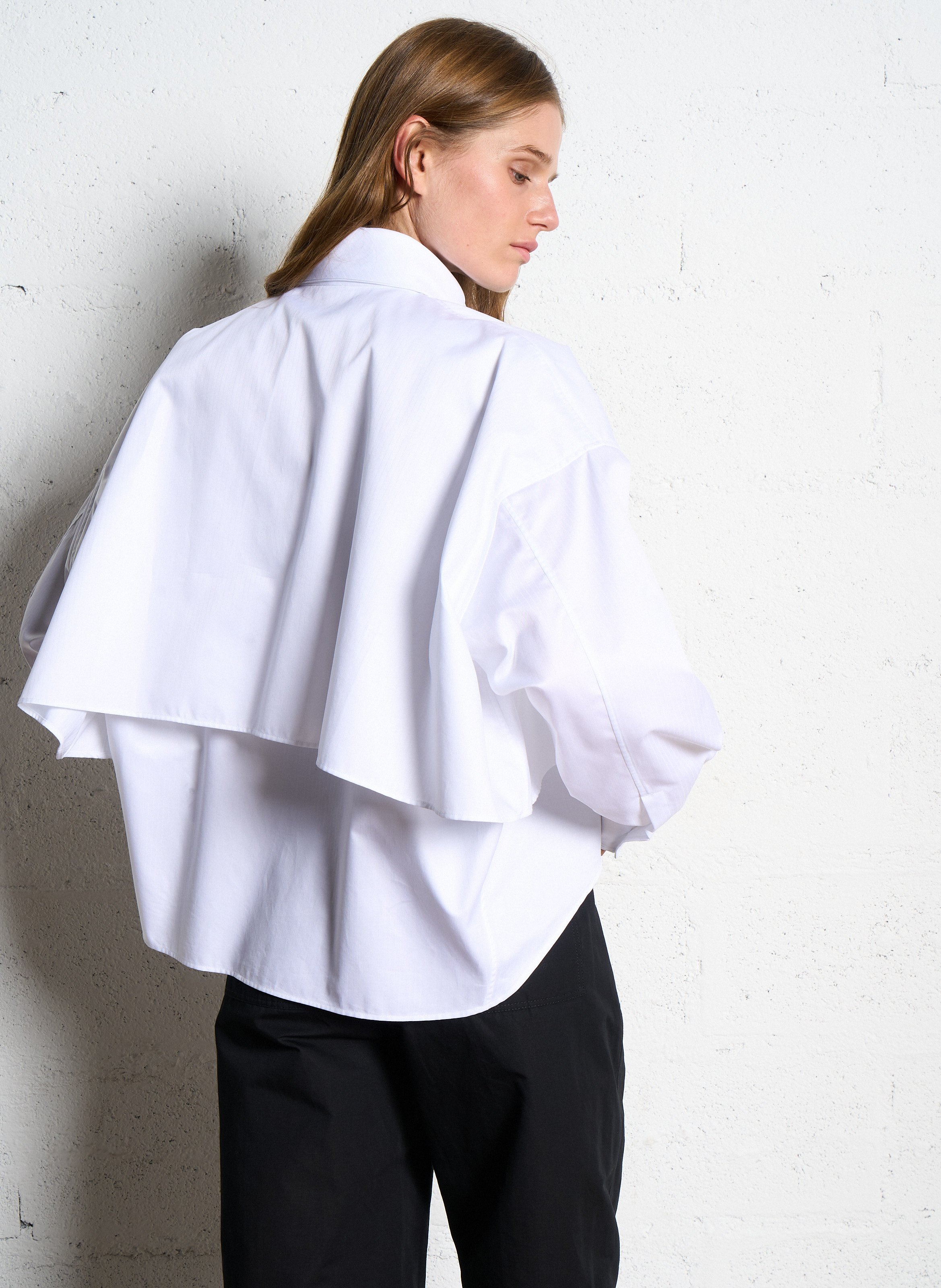 Chemise ample en coton rayé Blanc