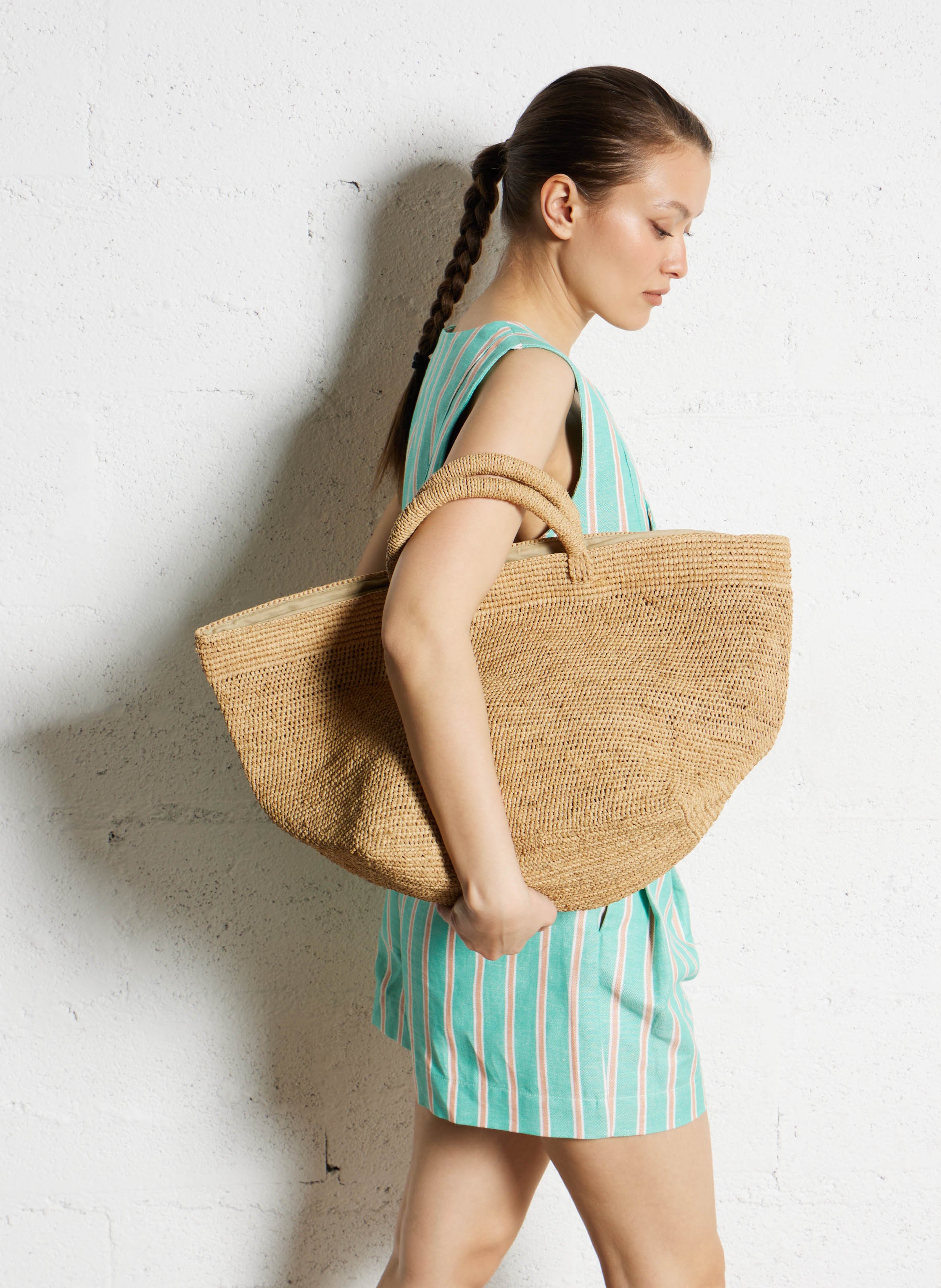 Sac cabas en raphia IBELIV Beige