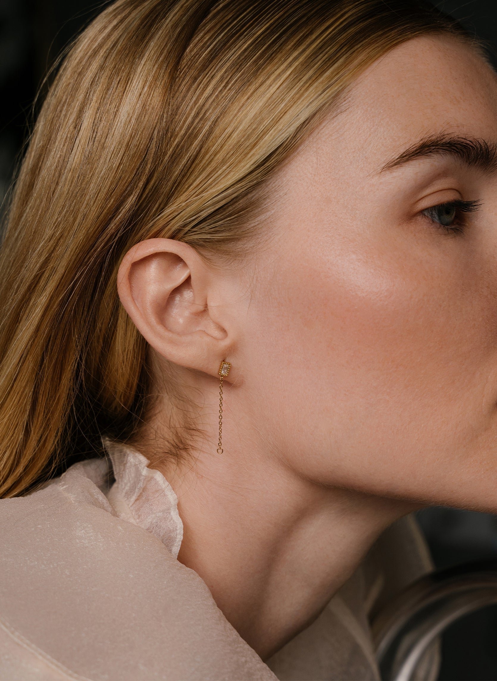 Star-studded rectangle hoop earrings AEC Paris Golden