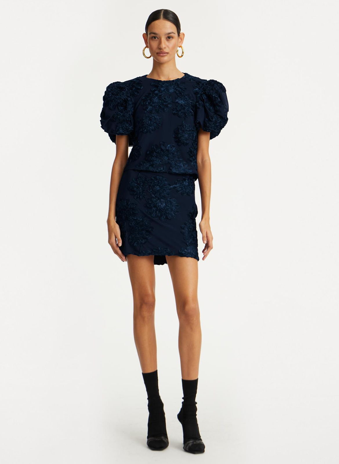 Embroidered round-neck top ROTATE Blue