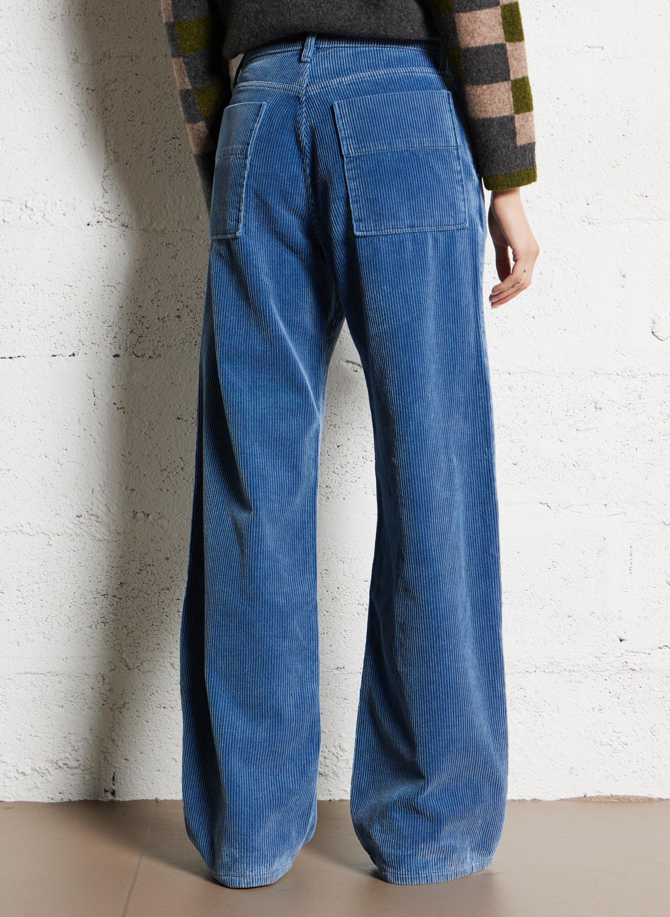 Wijde broek van ribfluweel van katoen ACQUAVERDE Blauw