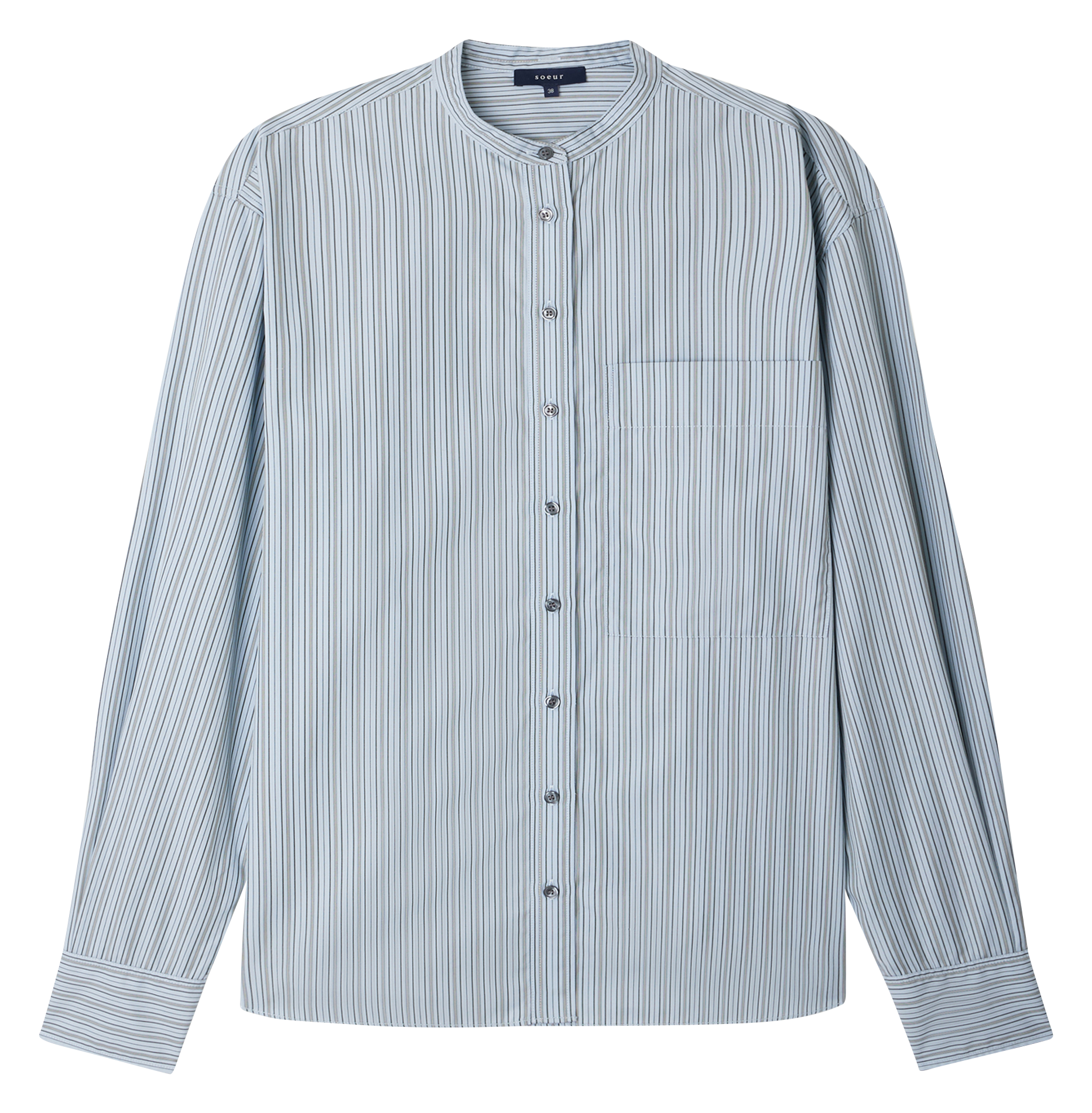 Gestreifte Baumwollbluse mit Mao-Kragen SOEUR Mehrfarbig