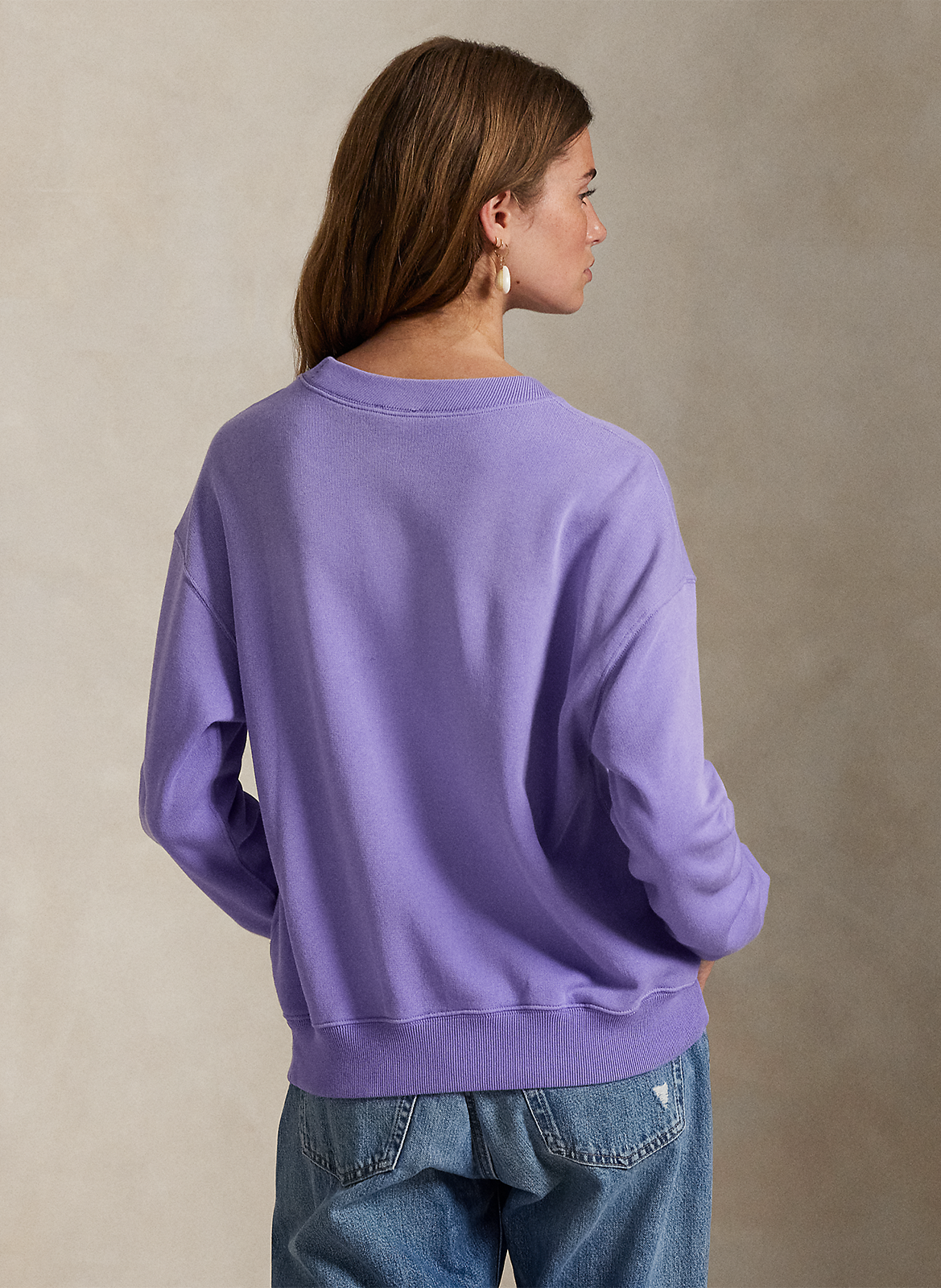 Sweat col rond en coton mélangé POLO RALPH LAUREN Violet