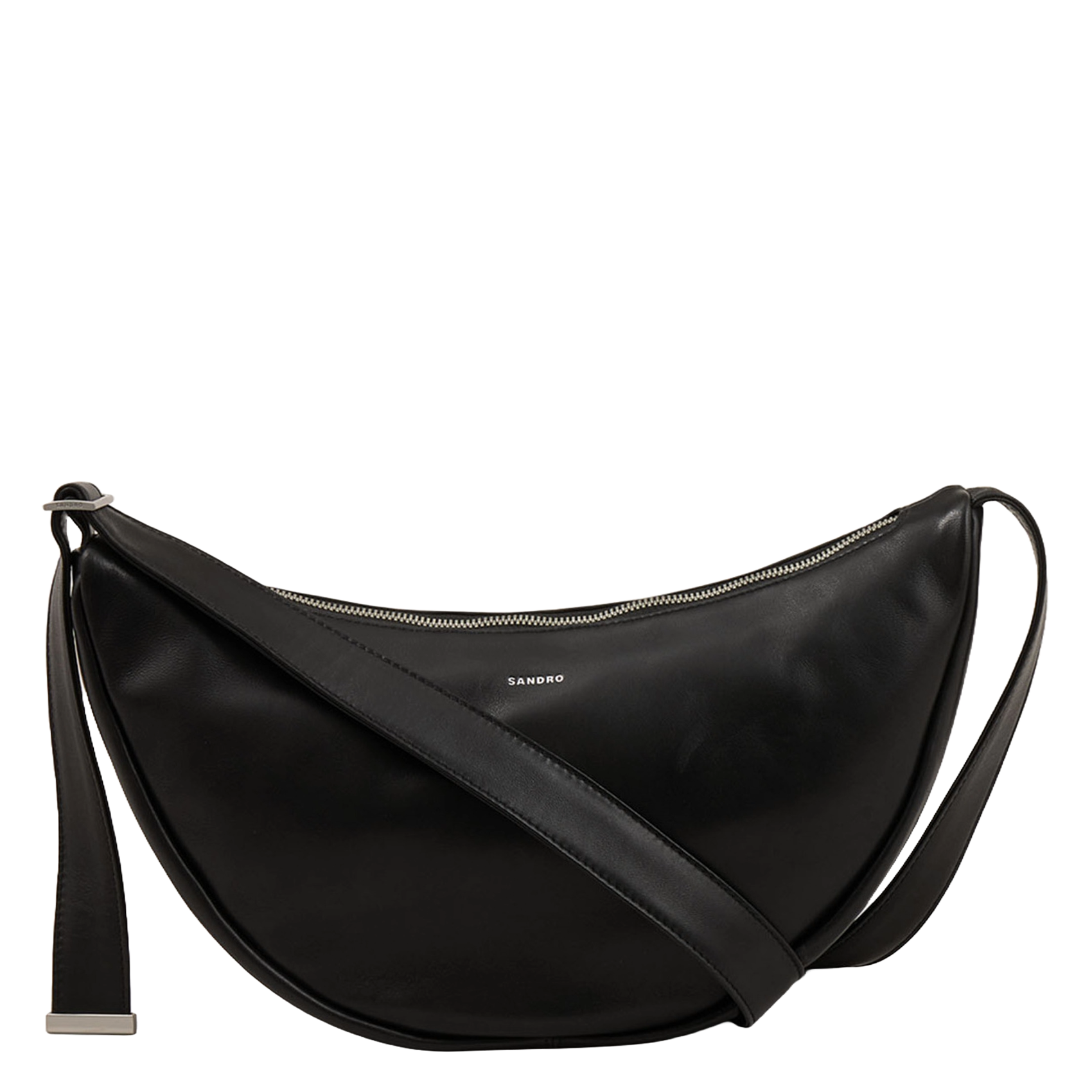Sac hobo bandoulière en cuir SANDRO Noir