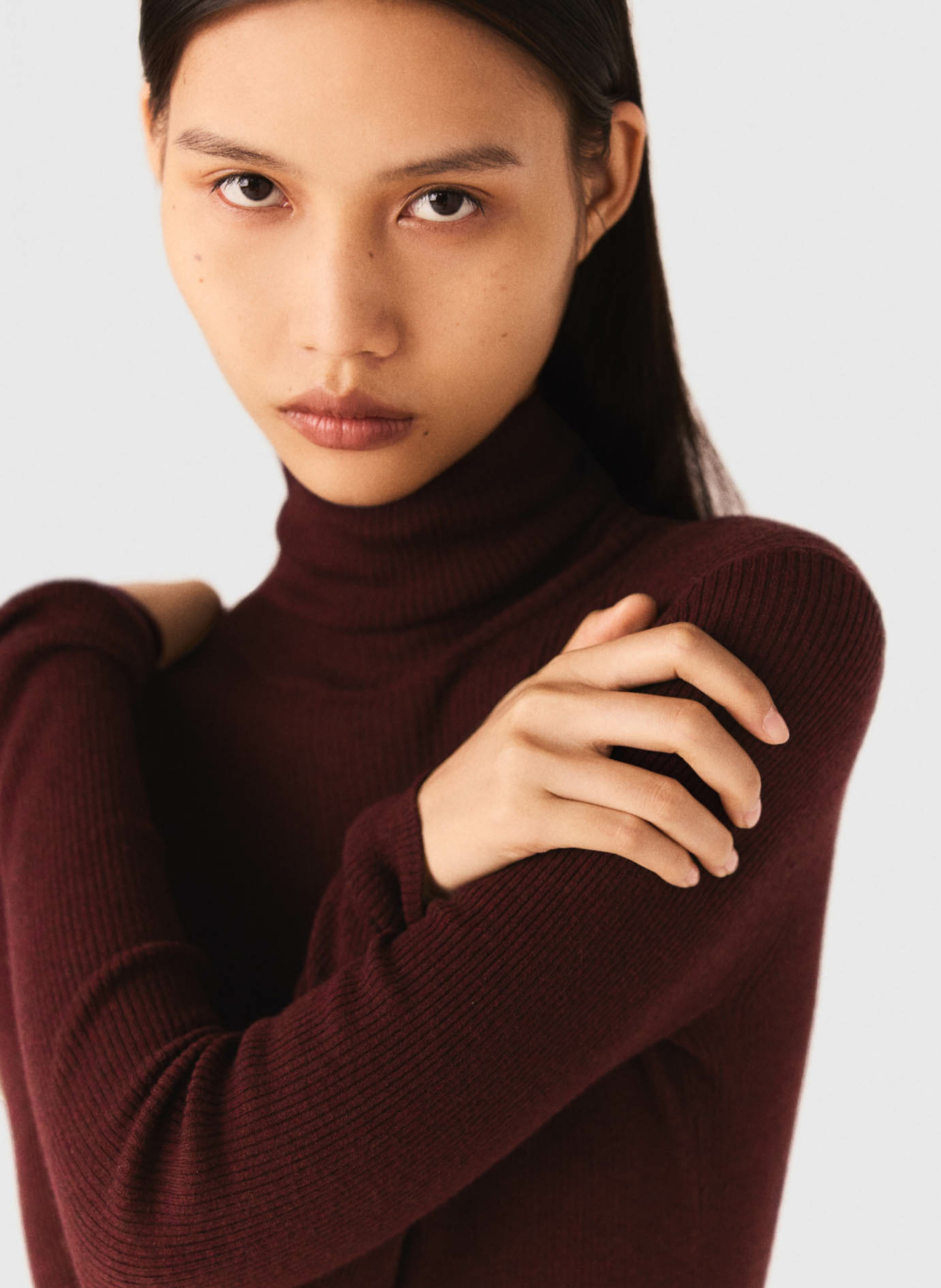 Pull col montant en laine mélangée MAJE Rouge