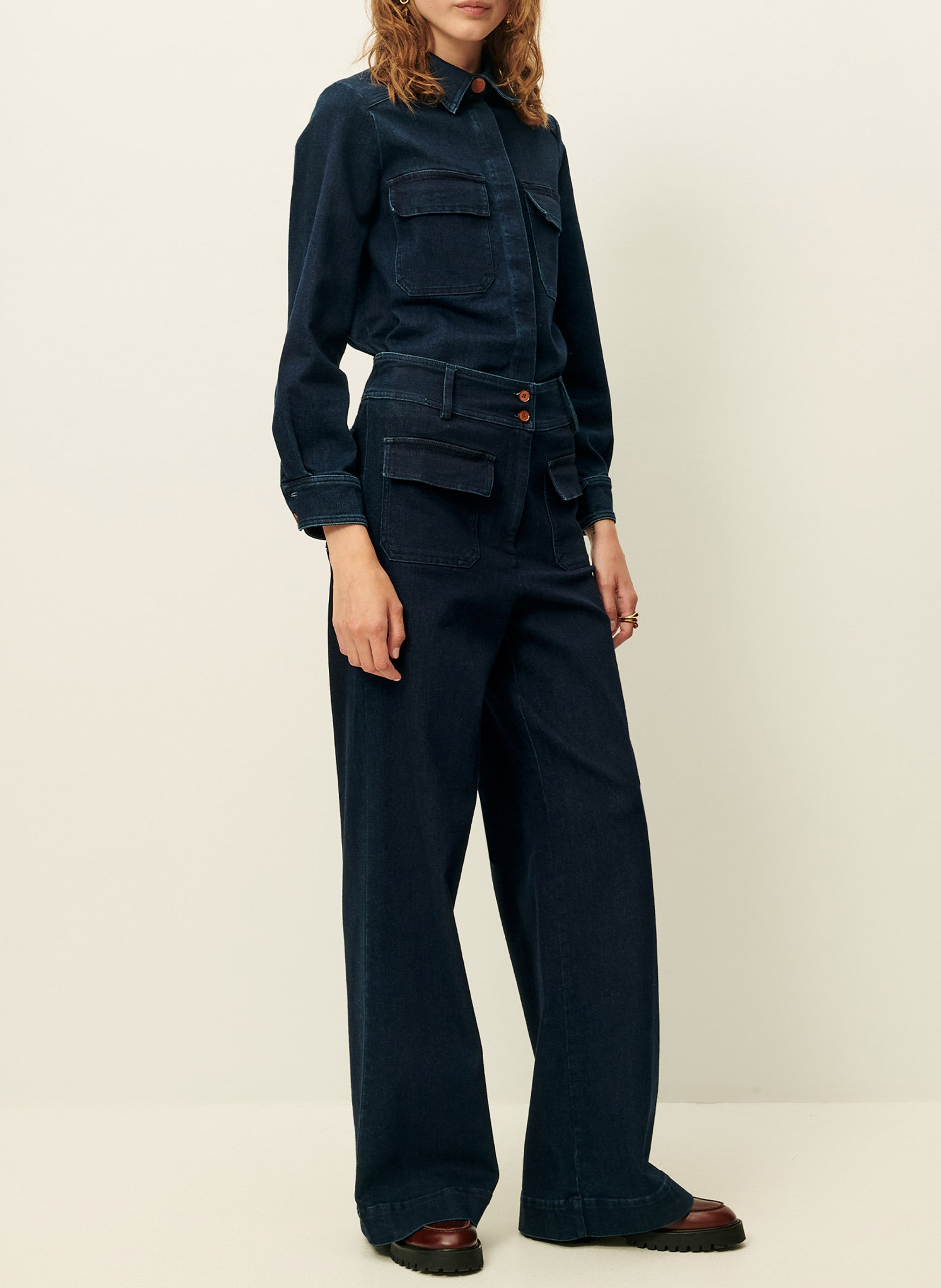Flared lightweight denim pants SESSUN Blue