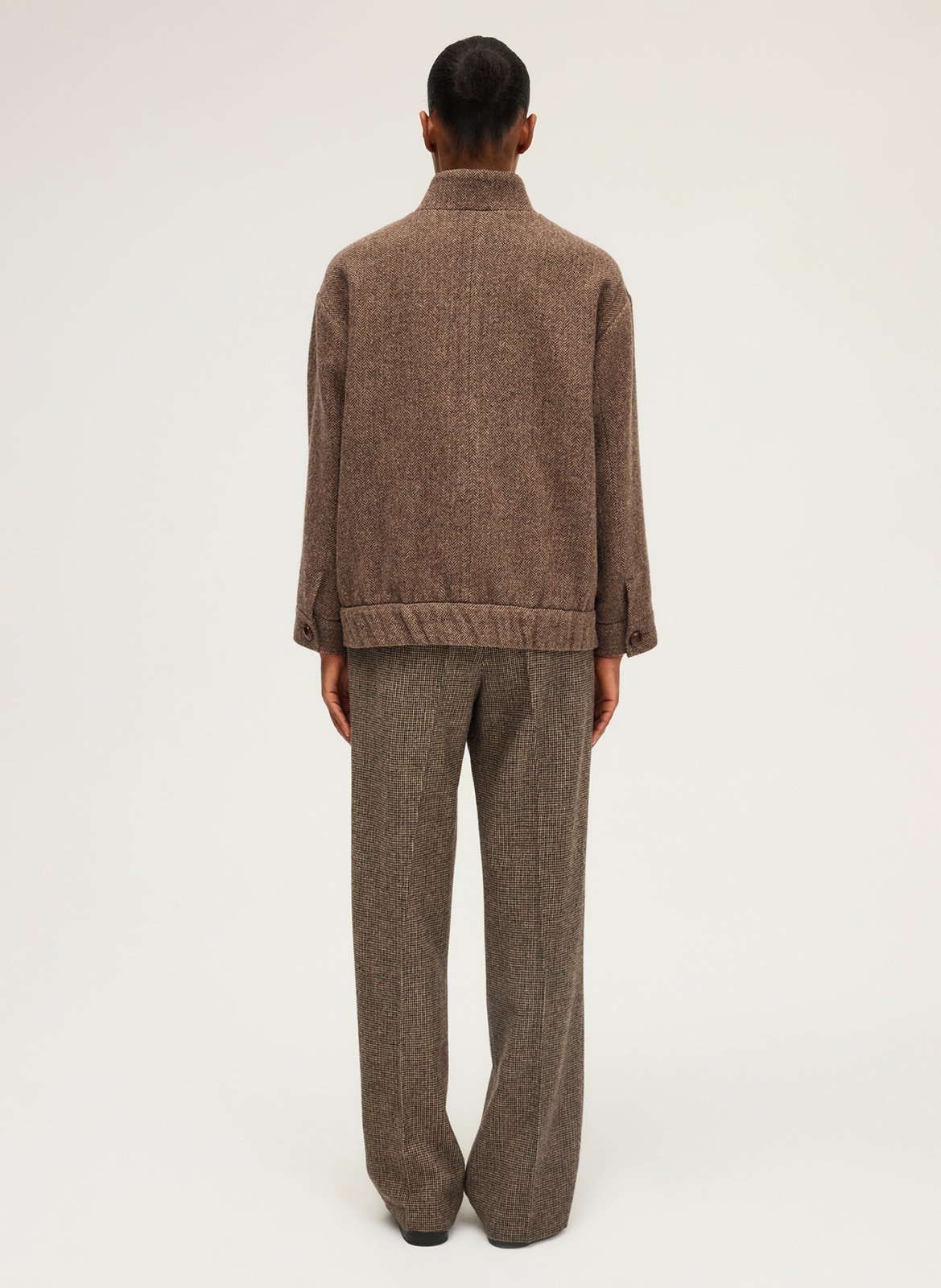 Oversized high neck wool jacket PABLO Brown