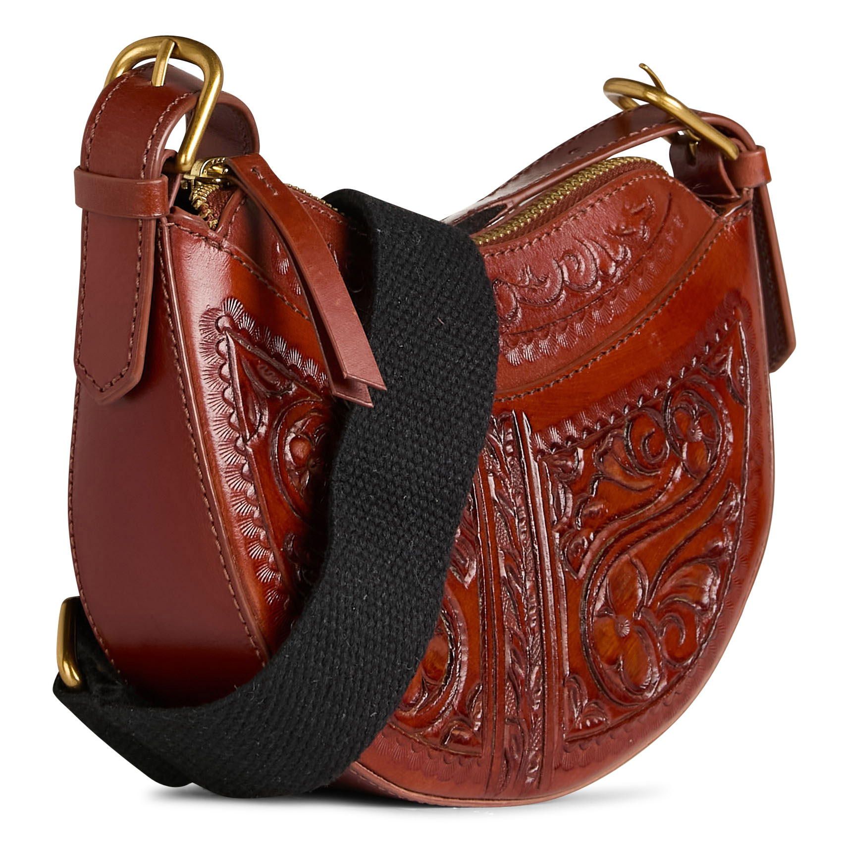 Leren schoudertas met motief in reliëf COTELAC Rood