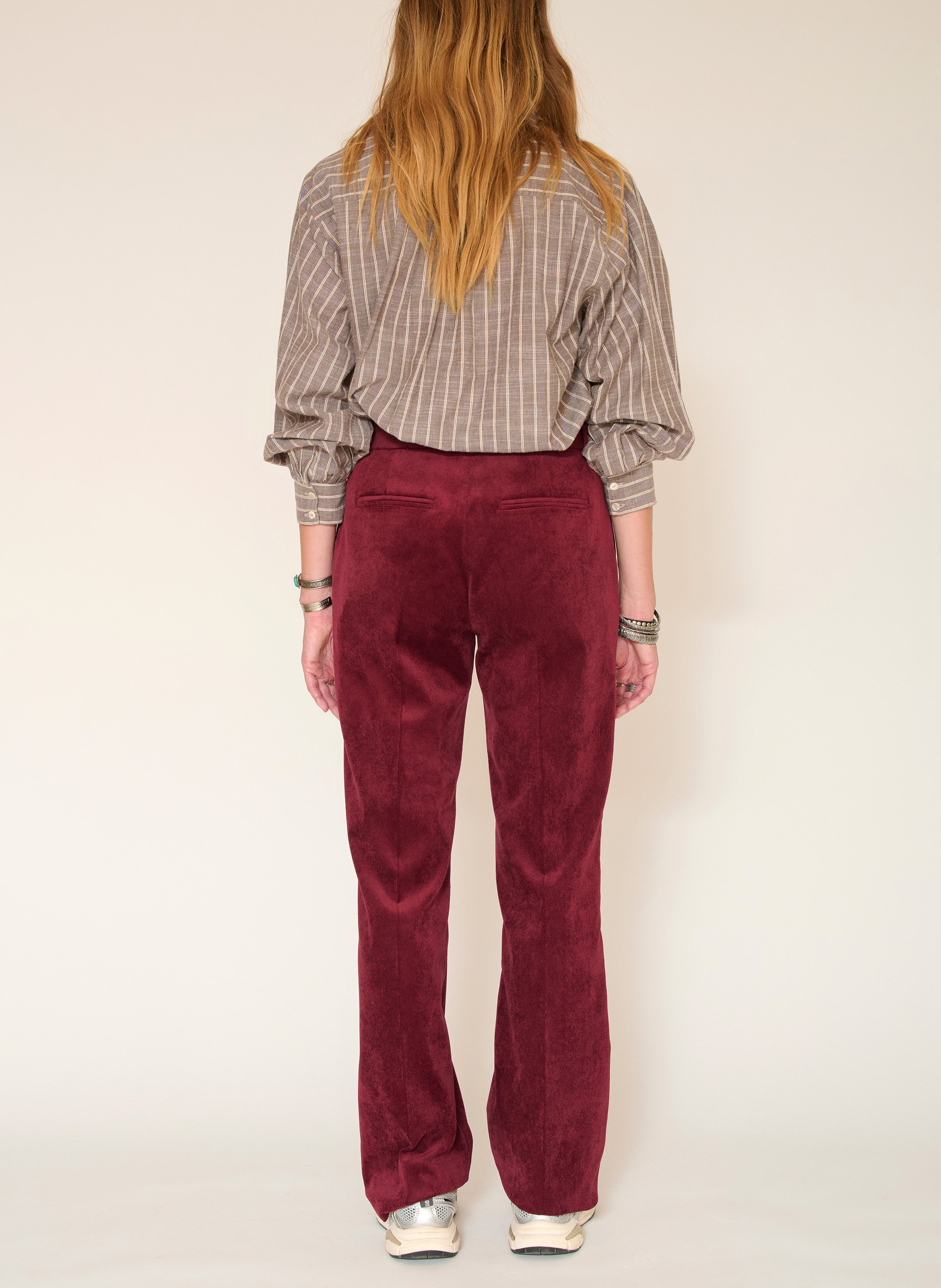 Pantalon droit en velours côtelé MKT Rouge