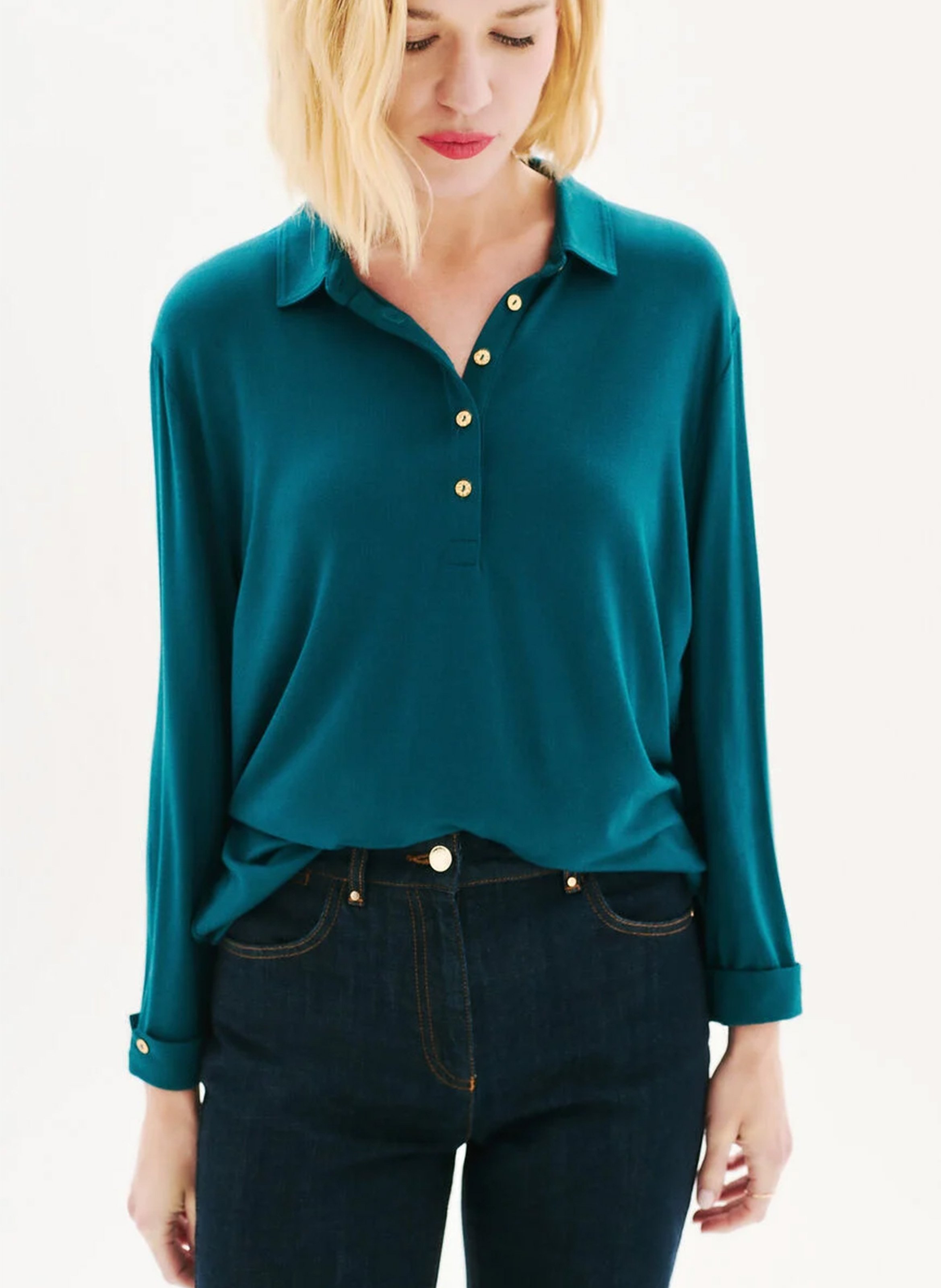 Straight T-shirt with classic collar CAROLL Blue
