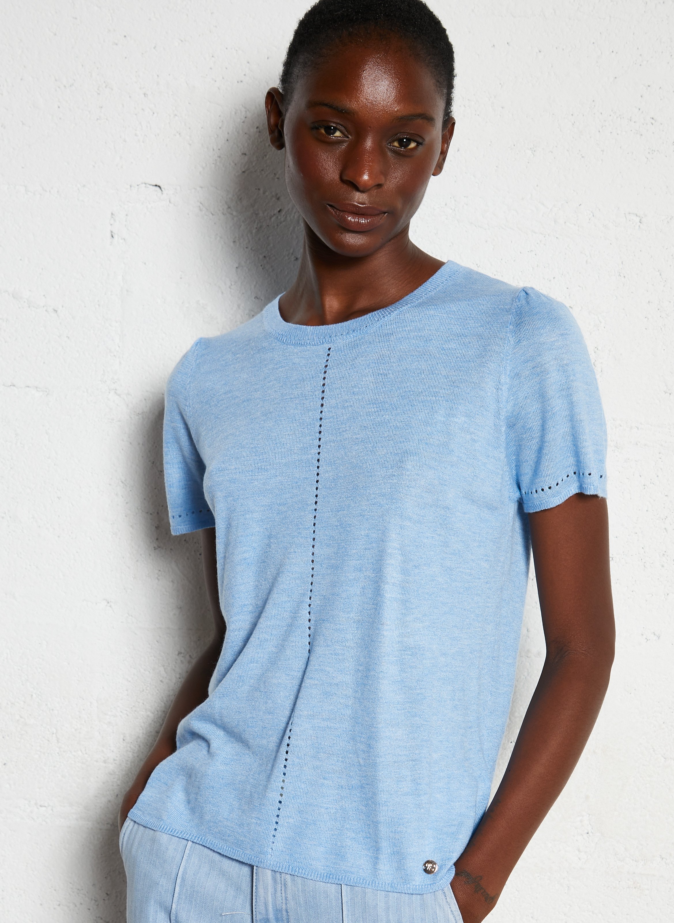 Rundhalsausschnitt-Pullover mit kurzen Ärmeln LA PETITE ETOILE Blau