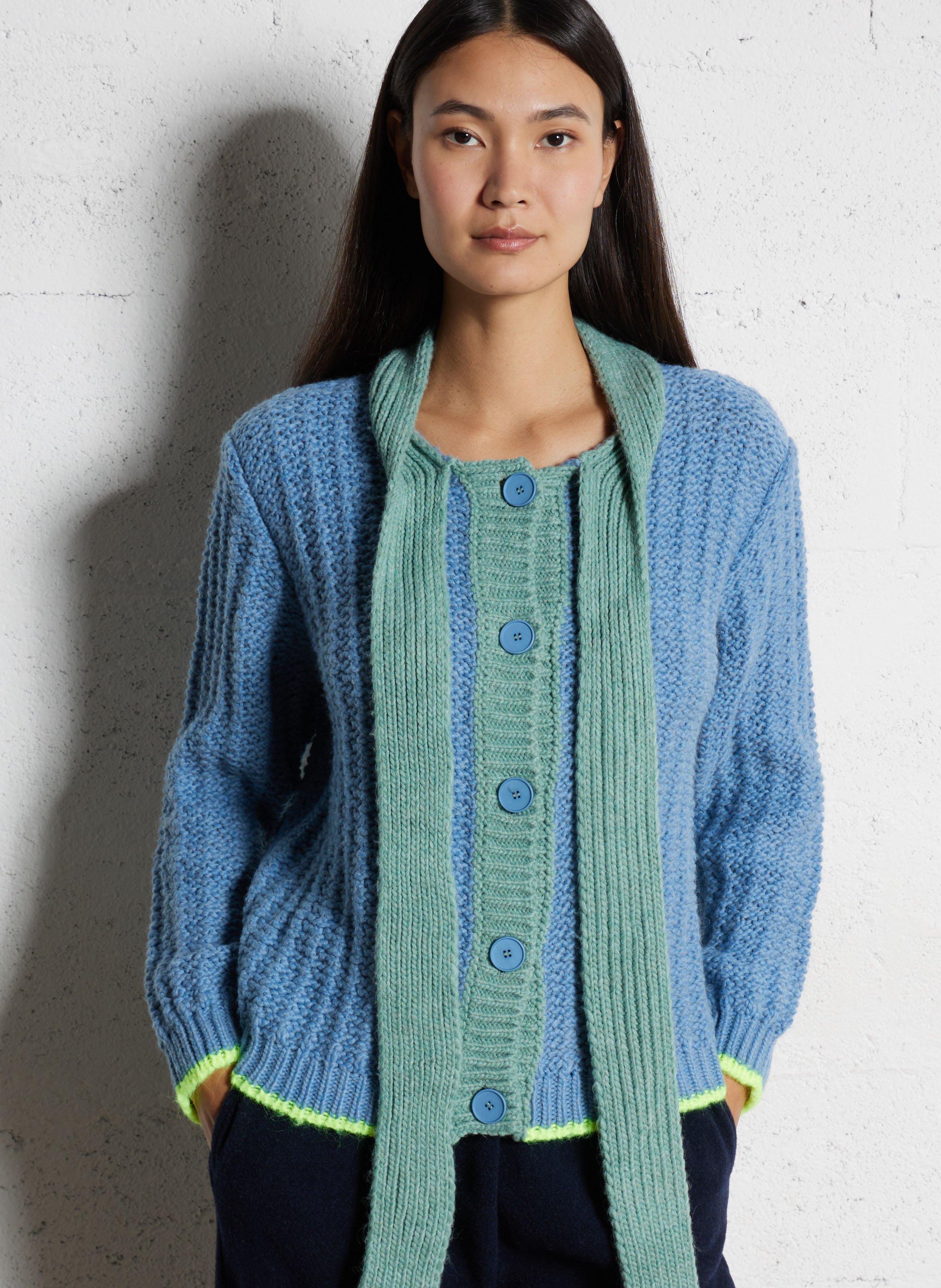 Gilet oversize col rond DR BLOOM Bleu