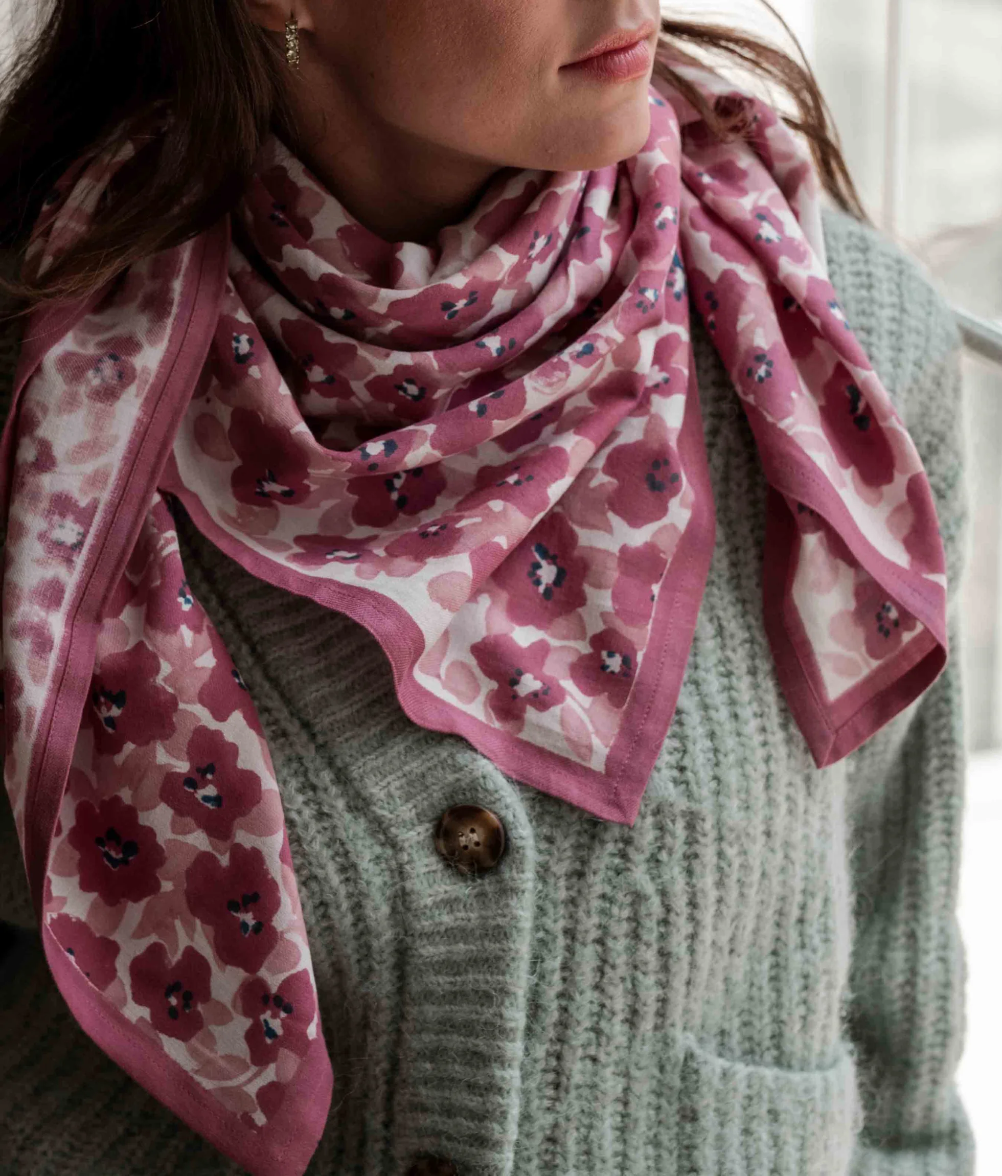 Adult printed posy scarf BINDI ATELIER Pink