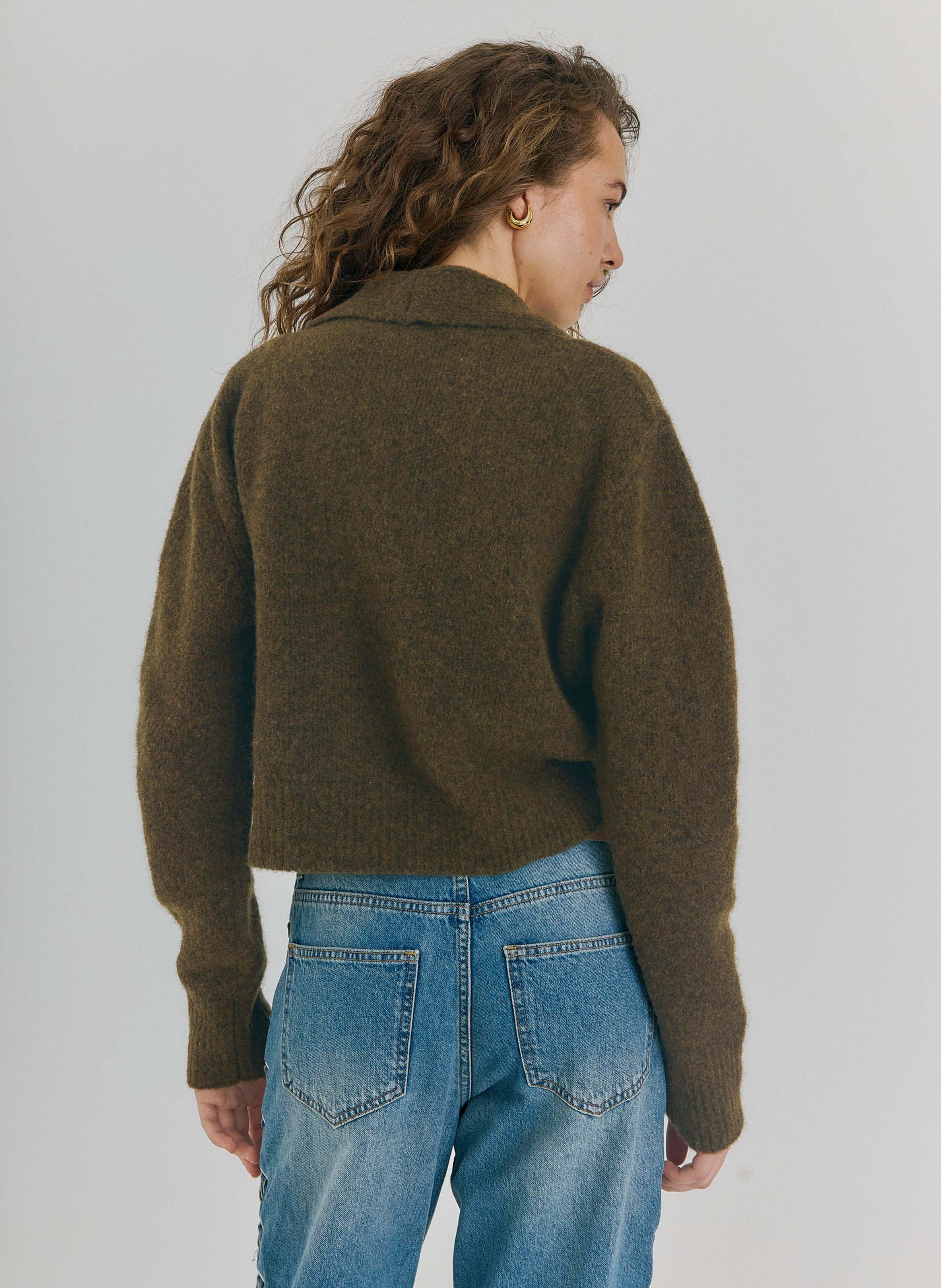 Short oversized wool blend vest NORR Green