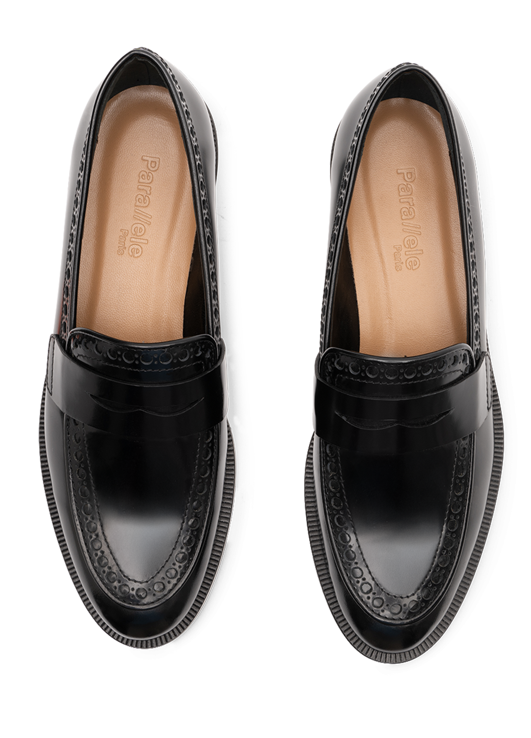 Black brushed leather moccasins PARALLELE PARIS Black