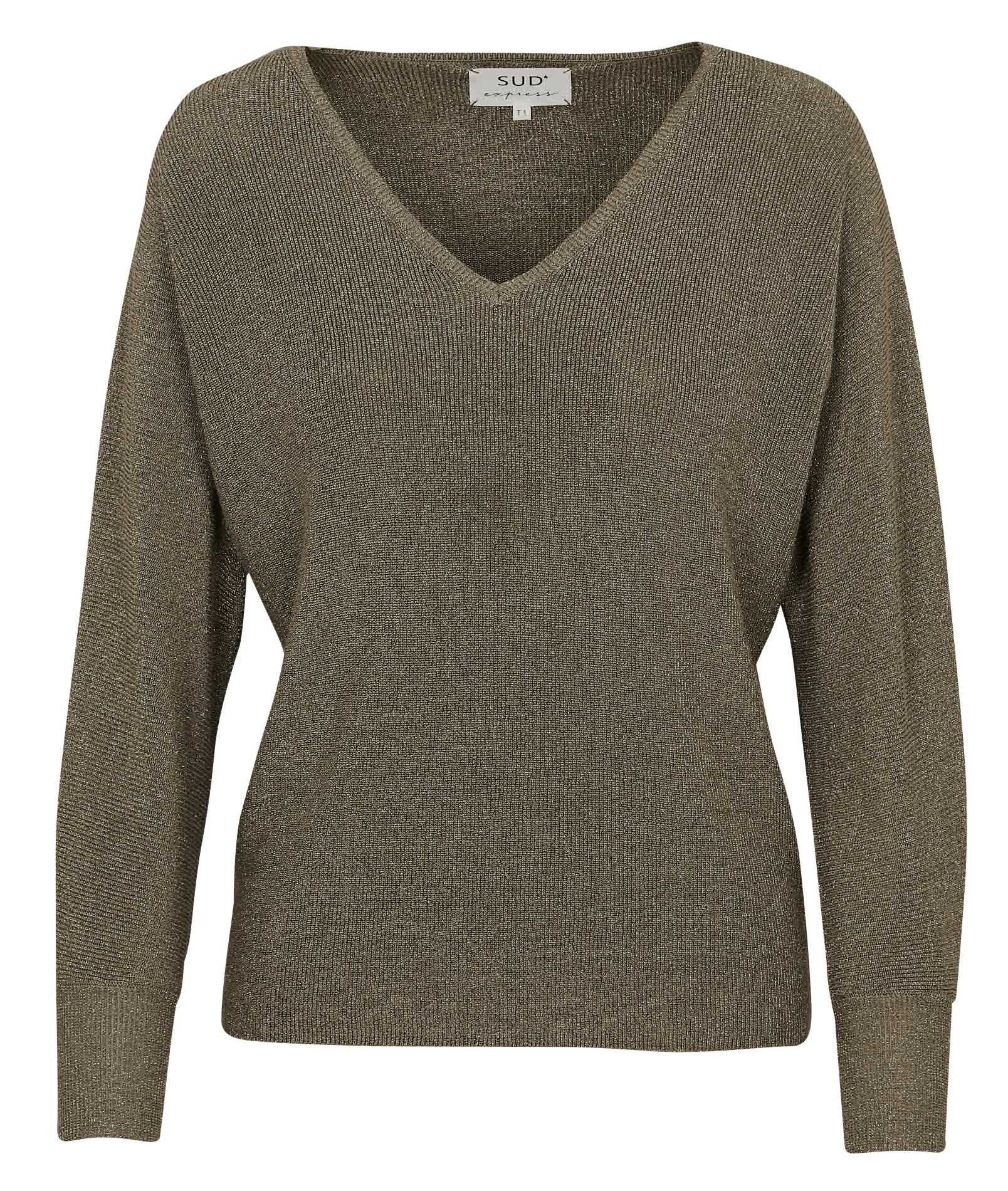 Pull ample pailleté manches chauve-souris  SUD EXPRESS Vert