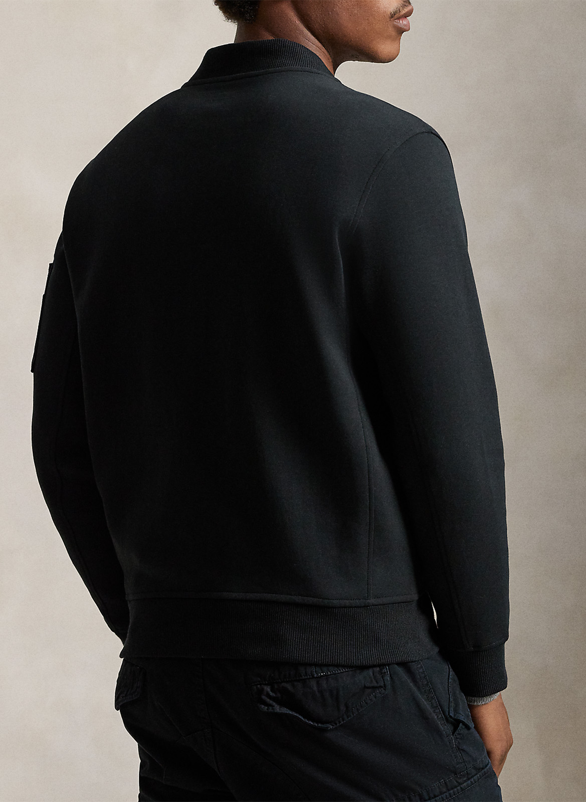 Round-neck cotton-blend jacket POLO RALPH LAUREN Black