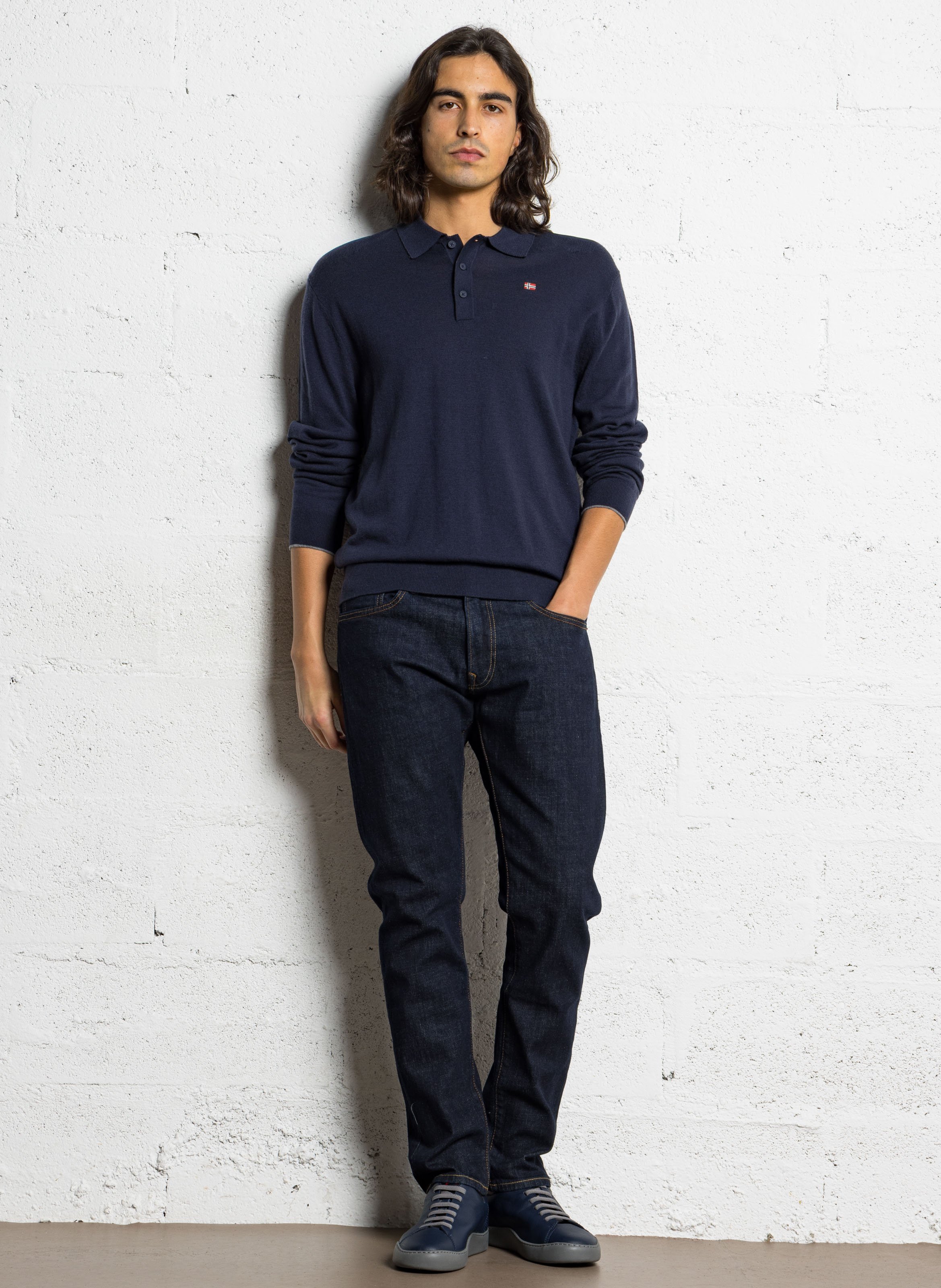 Polo manches longues en laine NAPAPIJRI Bleu