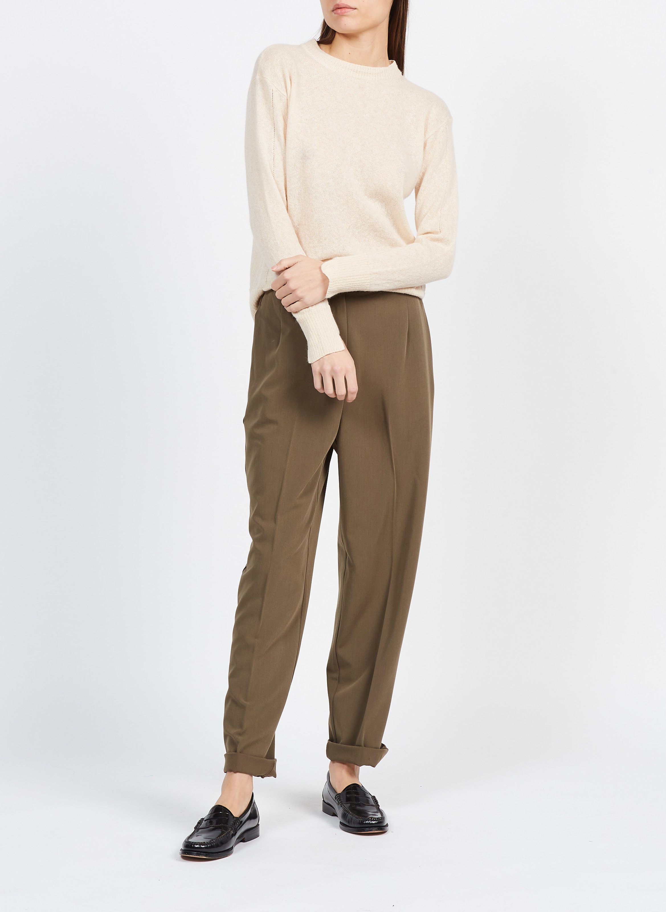 Pull col rond fin MAX MARA LEISURE Beige