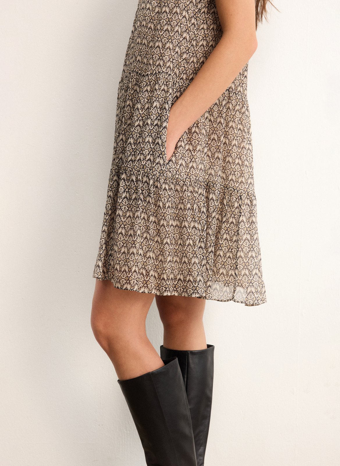 Kurzkleid aus Viskose-Mix PABLO Beige