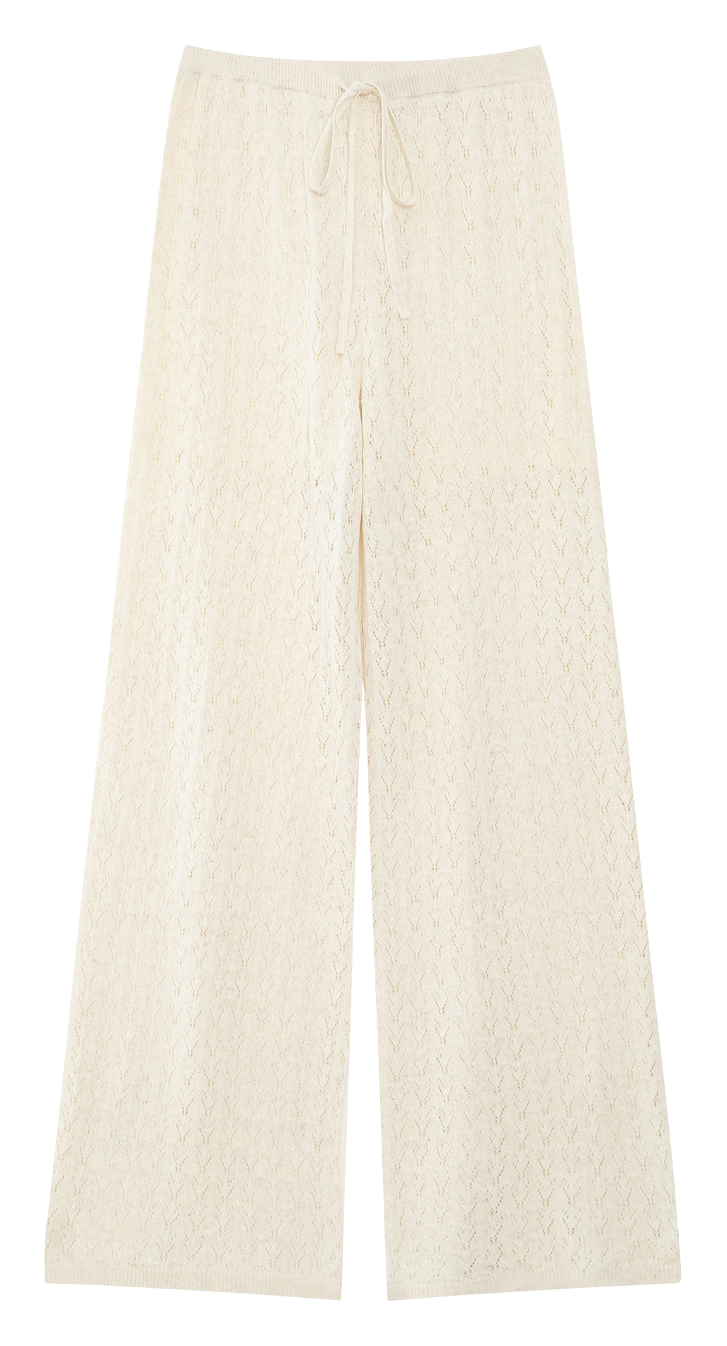 High-waisted crochet long pants GRACE ET MILA White