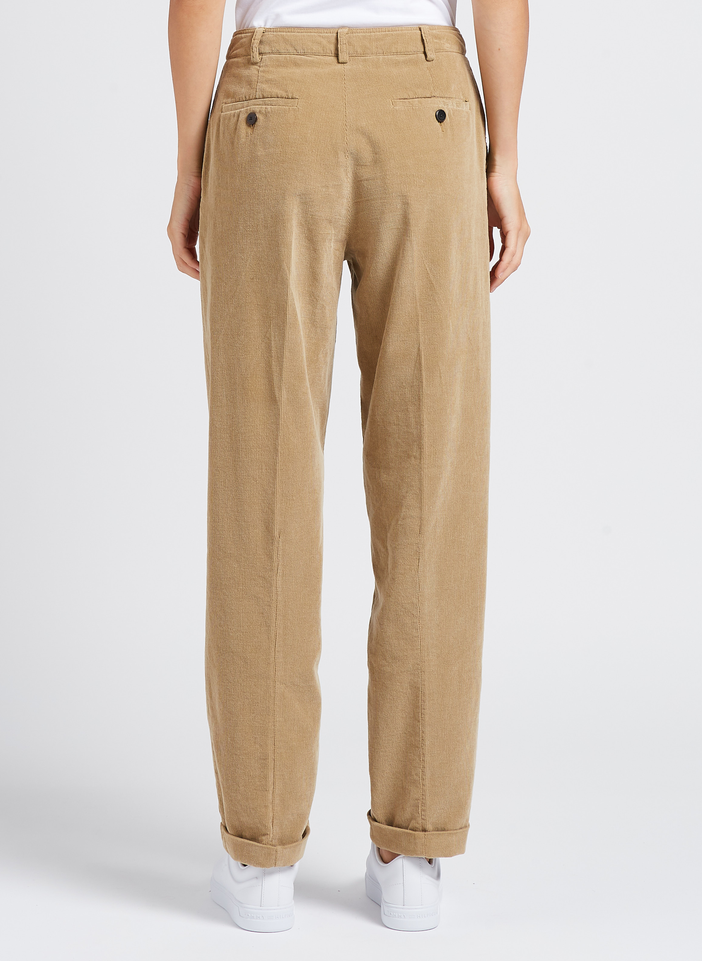 Cotton corduroy carrot trousers POMANDERE Brown