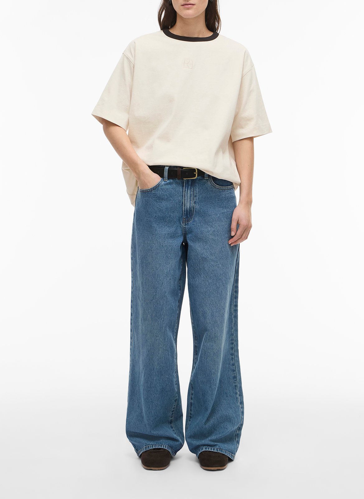 Tee-shirt col rond en coton bio ROUGE EDIT Beige